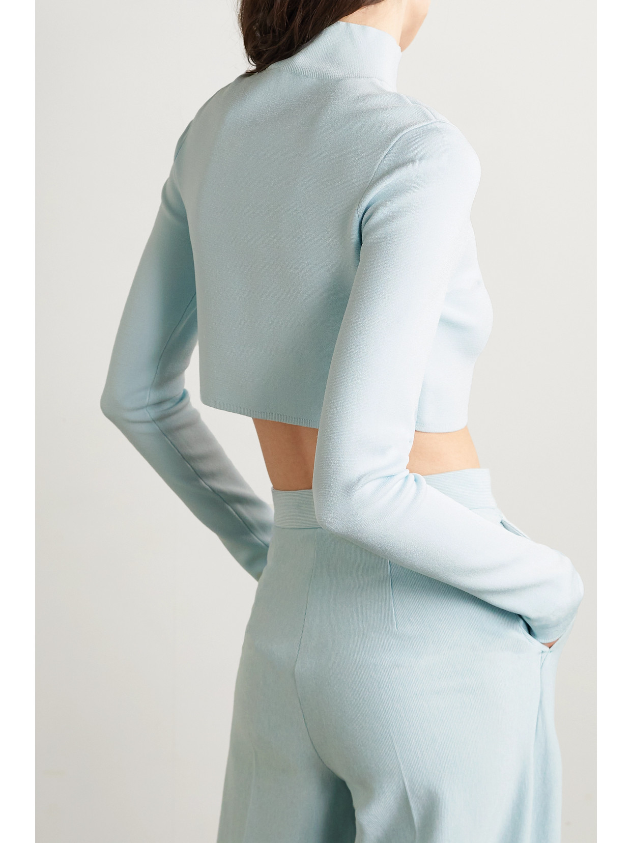 Cropped Stretch-Knit Top