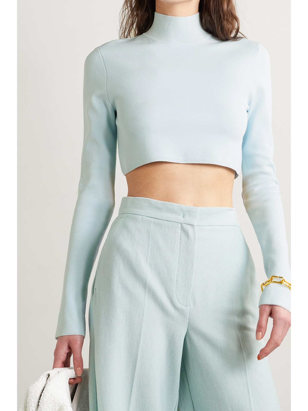 Cropped Stretch-Knit Top