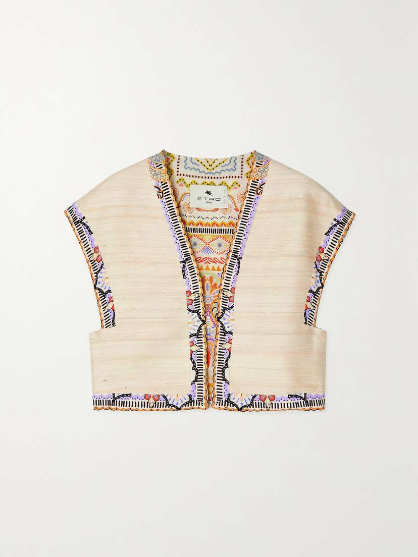 Etro Printed Satin-trimmed Silk-blend Canvas Vest