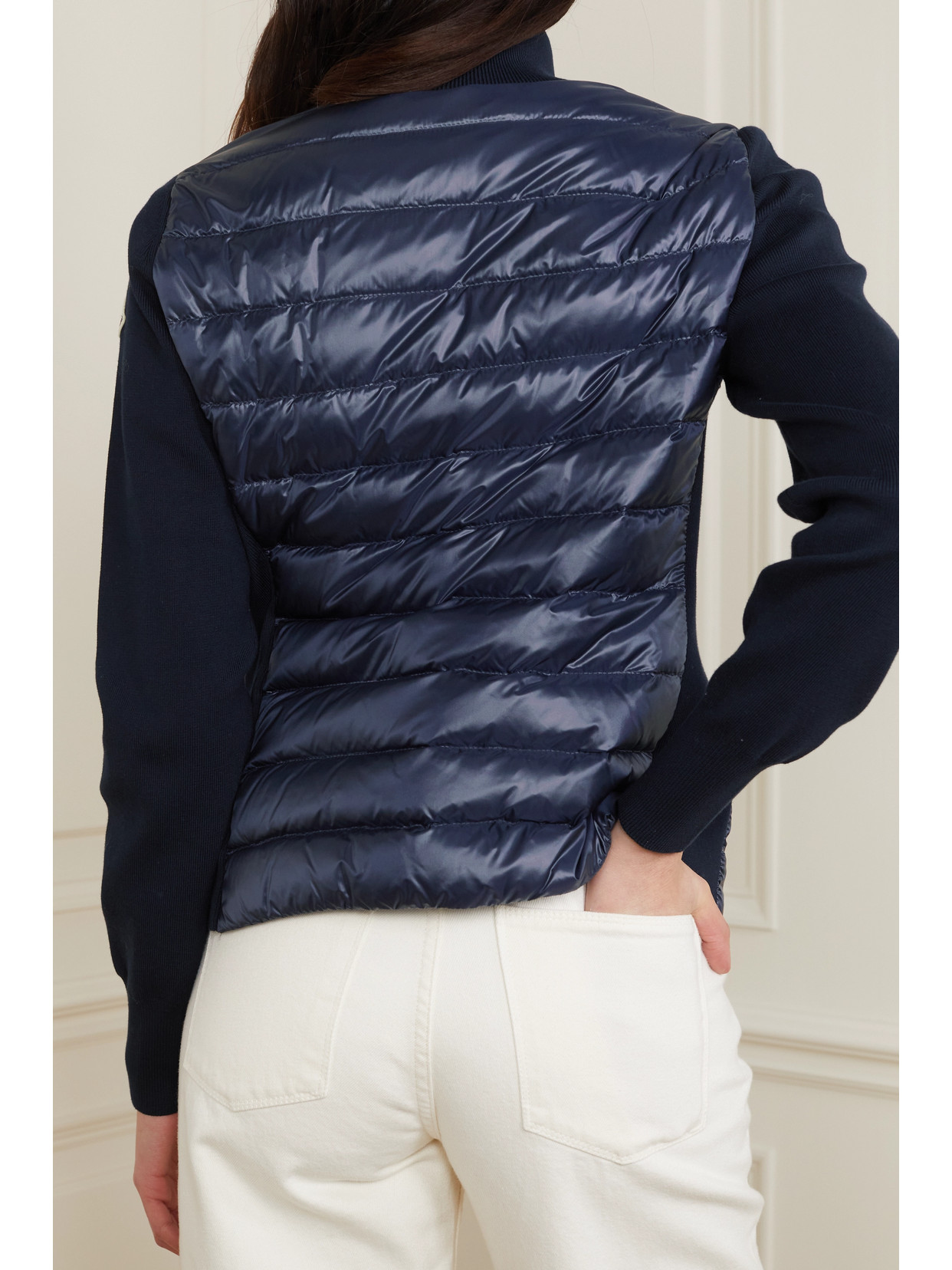 Moncler Padded Quilted Shell And Cotton-jersey Down Jacket In Blue