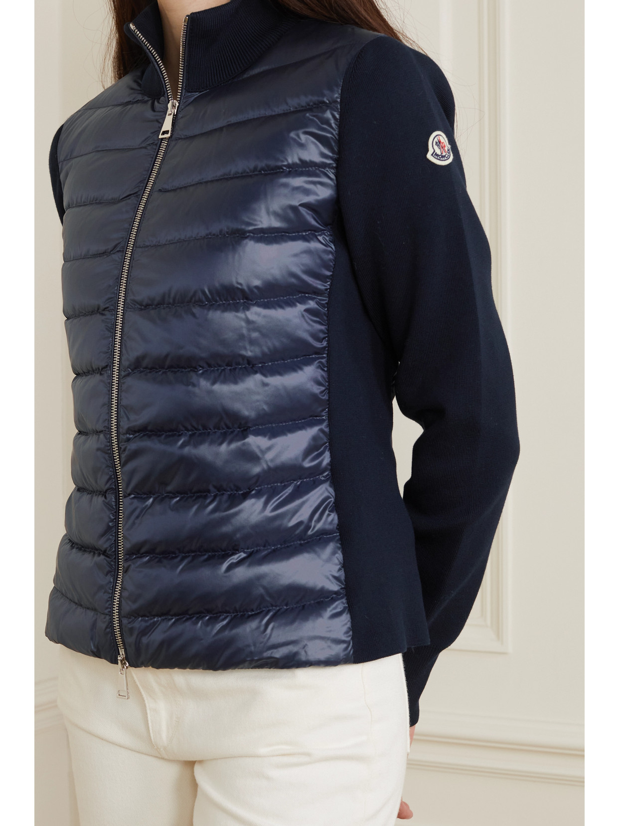 Moncler Padded Quilted Shell And Cotton-jersey Down Jacket In Blue