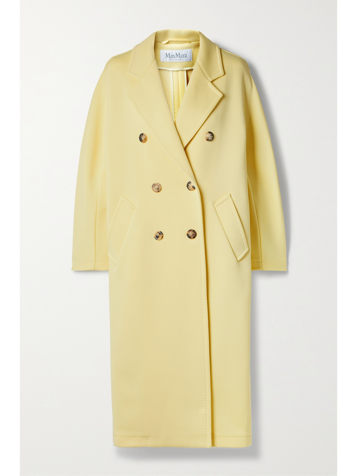Max Mara Madame2 Double-breasted Woven Coat In Yellow