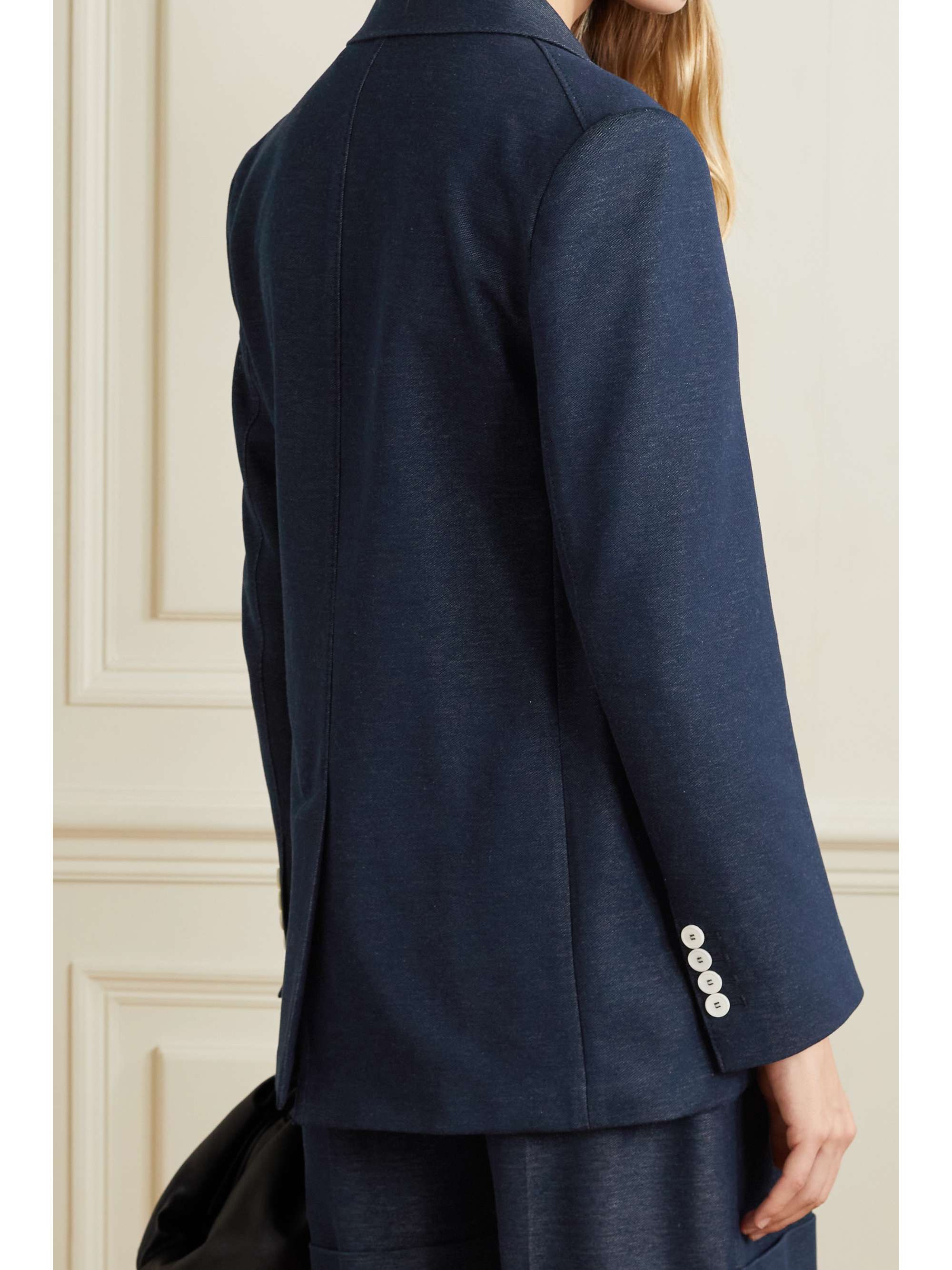 Giralda double-breasted cotton-blend chambray blazer Giralda double-breasted cotton-blend chambray blazer
