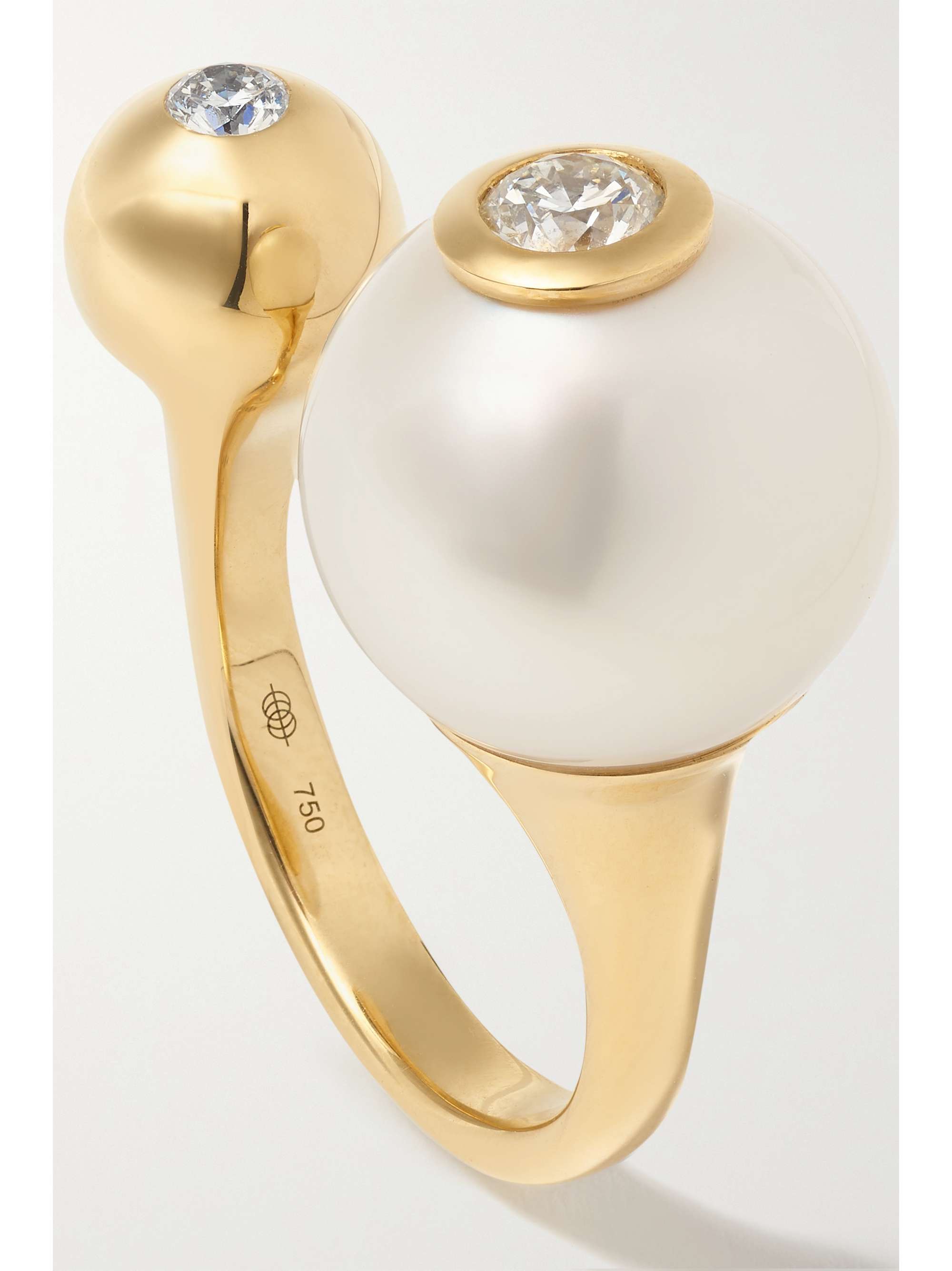 STATE PROPERTY Nemara 18-karat gold, pearl and diamond ring
