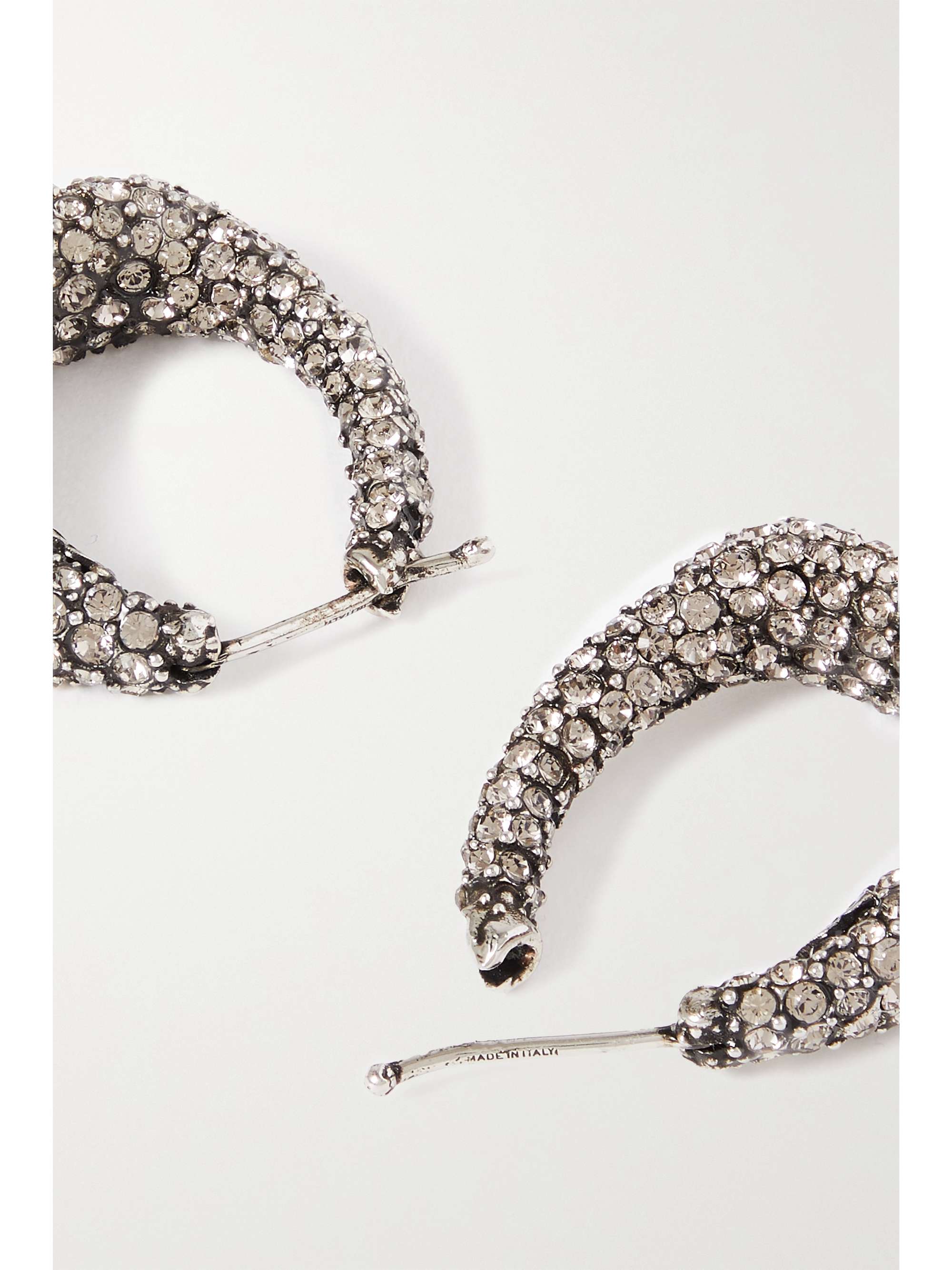 MCQUEEN Silver-tone Swarovski crystal hoop earrings