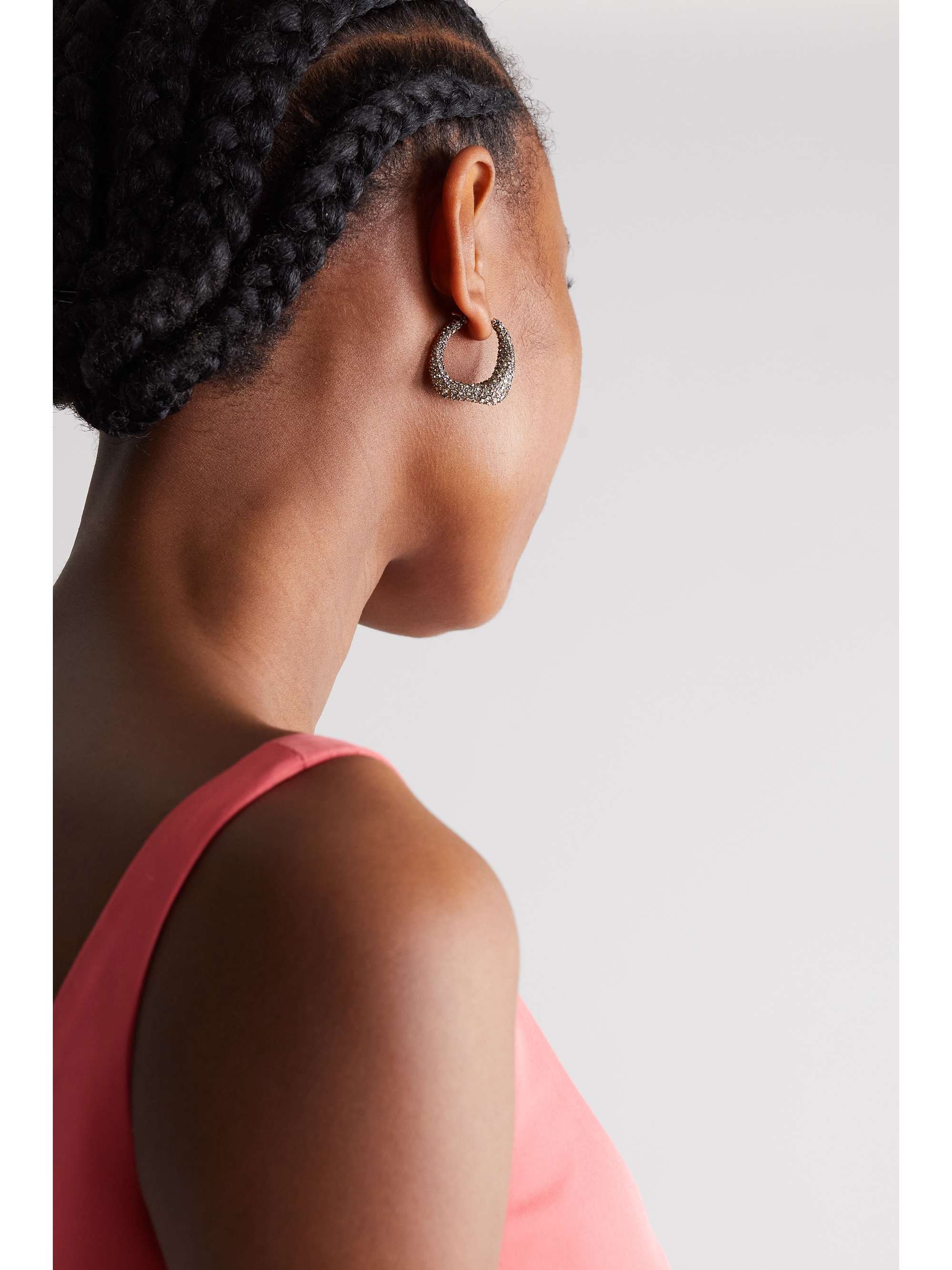 MCQUEEN Silver-tone Swarovski crystal hoop earrings