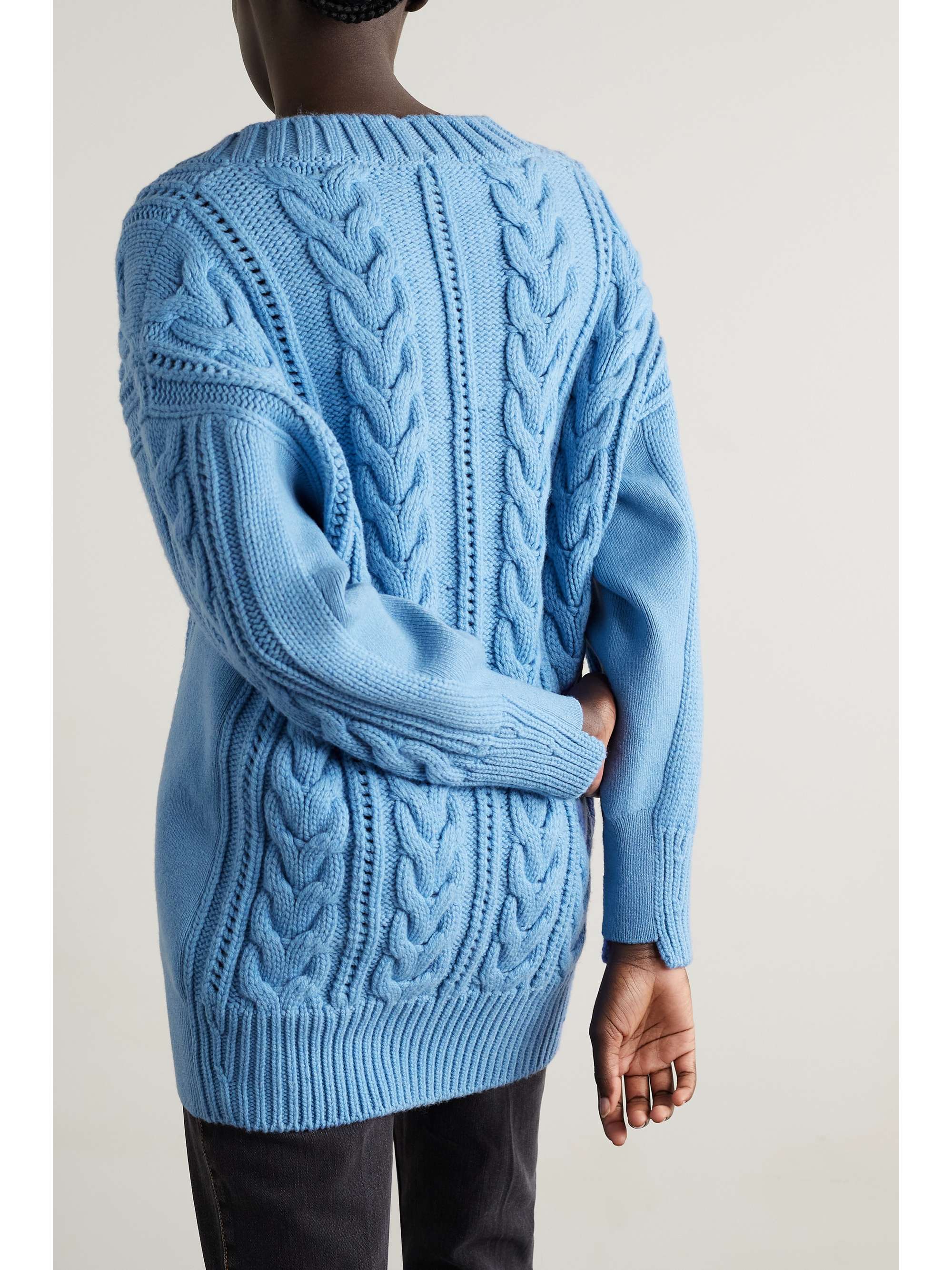 cable knit cardigan blue