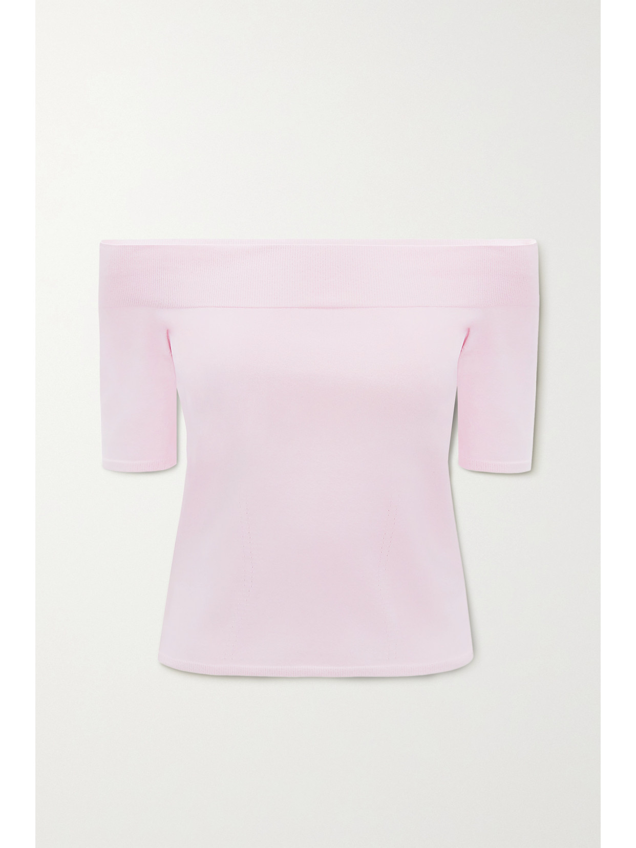 Alexander Mcqueen Off-the-shoulder Stretch-knit Top In Pink