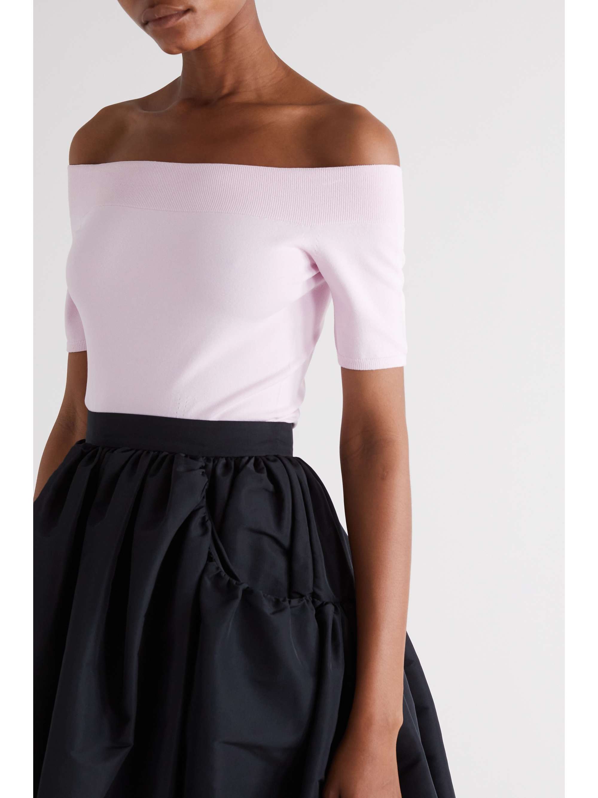 Pink Off-the-shoulder stretch-knit top 