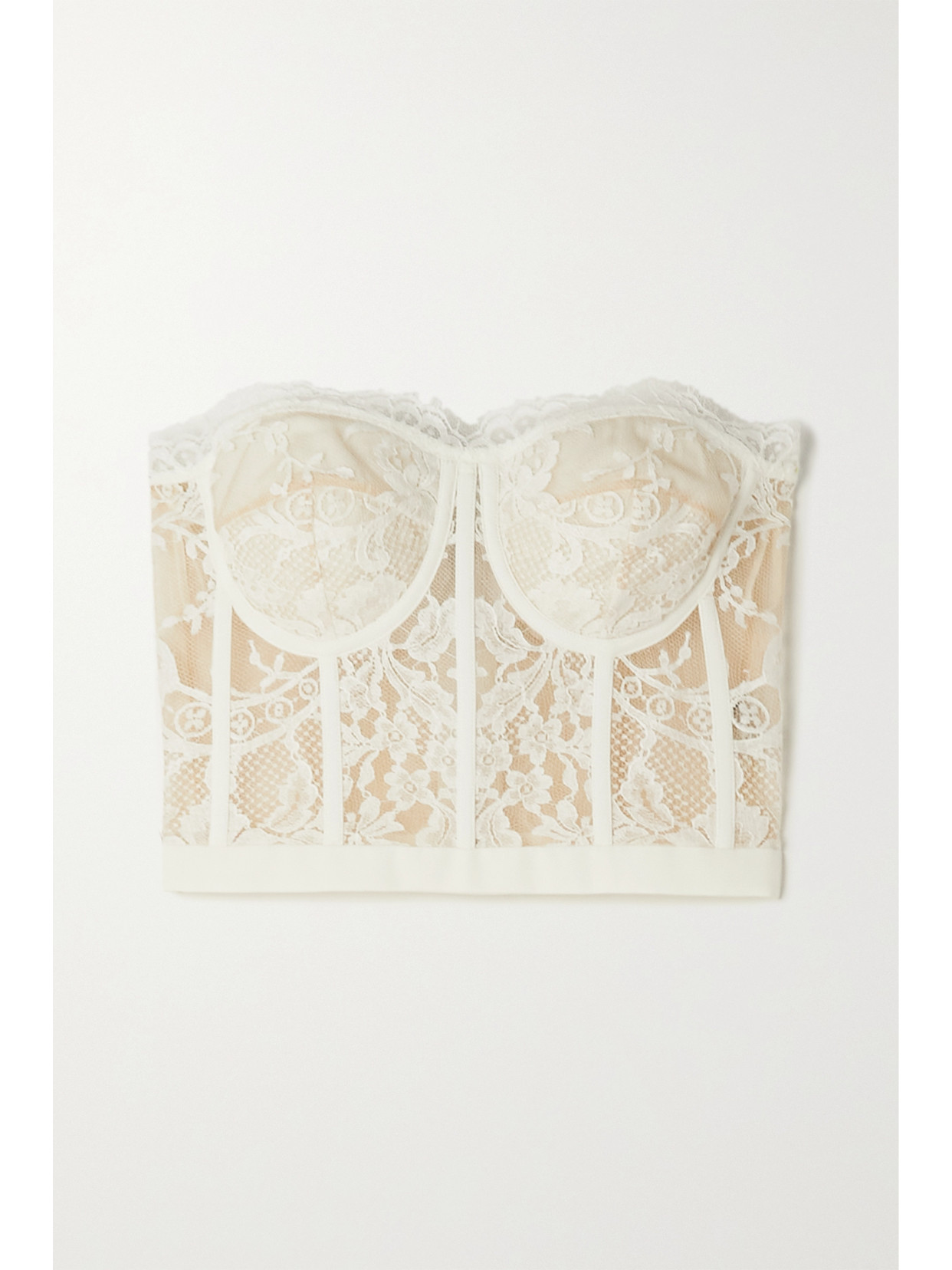 Alexander Mcqueen Cotton-blend Corded Lace Bustier Top In Neutral