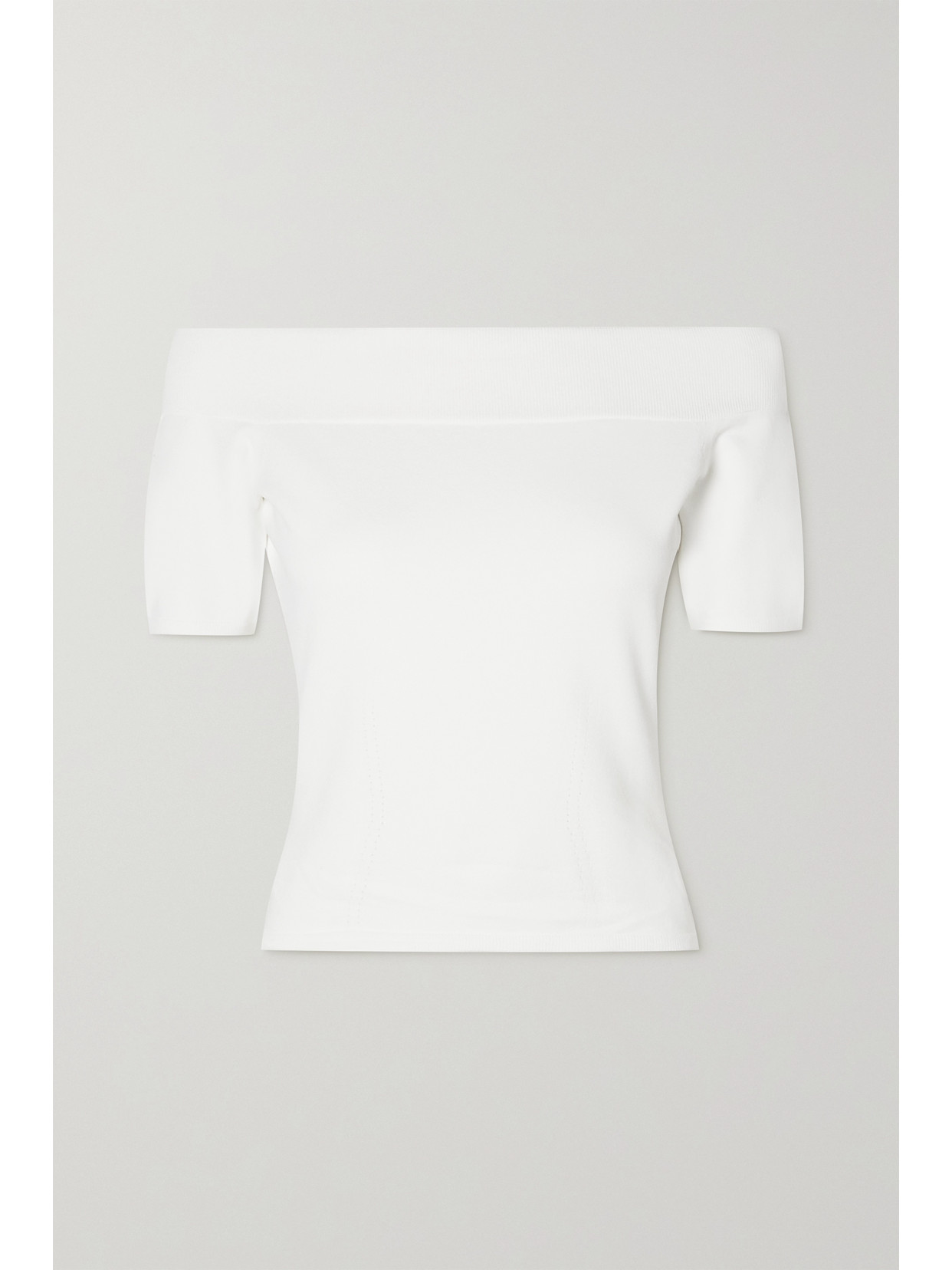 Alexander Mcqueen Off-the-shoulder Stretch-knit Top In White