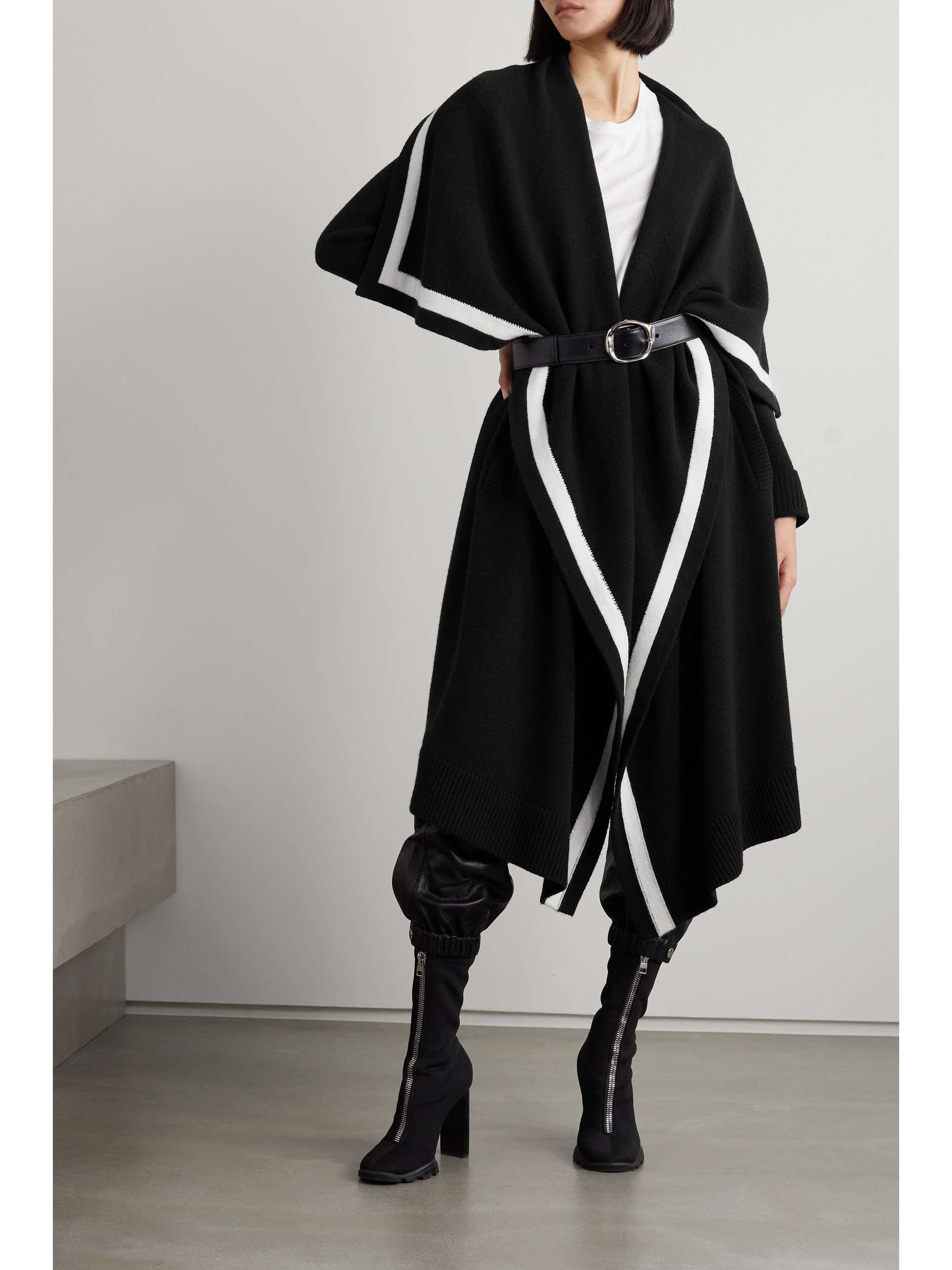 striped wool coat