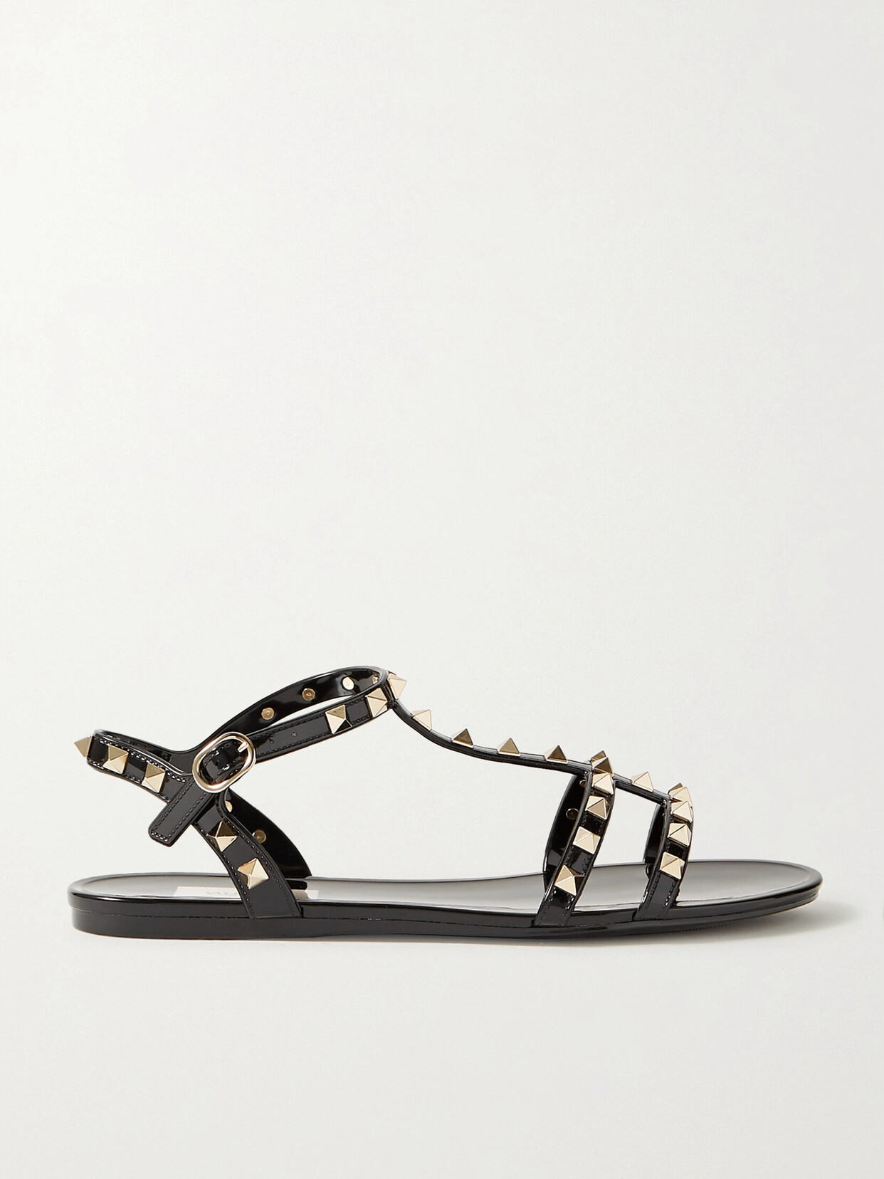 Shop Valentino Rockstud Rubber Sandals In Black