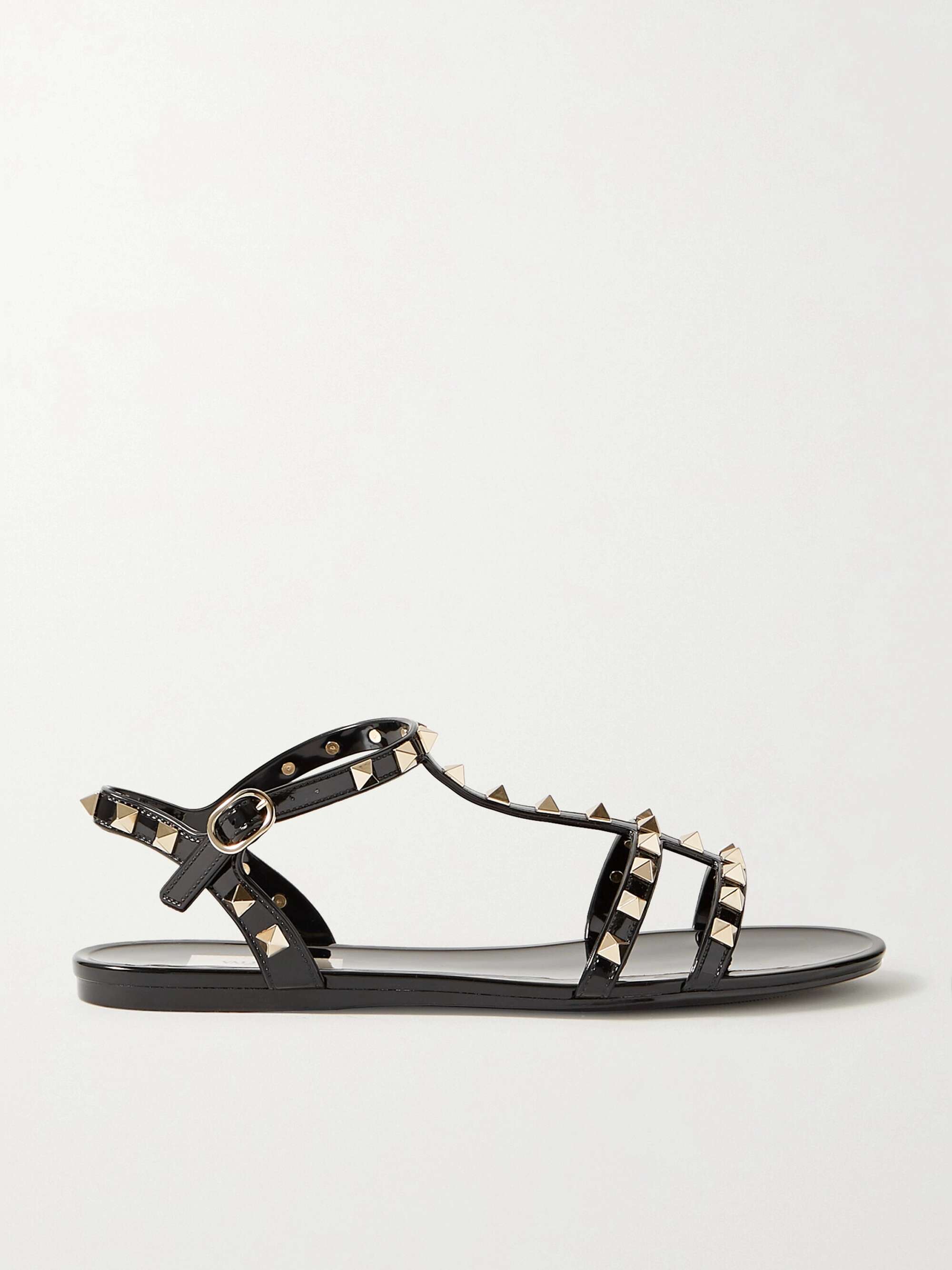 Rockstud Flat Rubber Sandal for Woman in Black