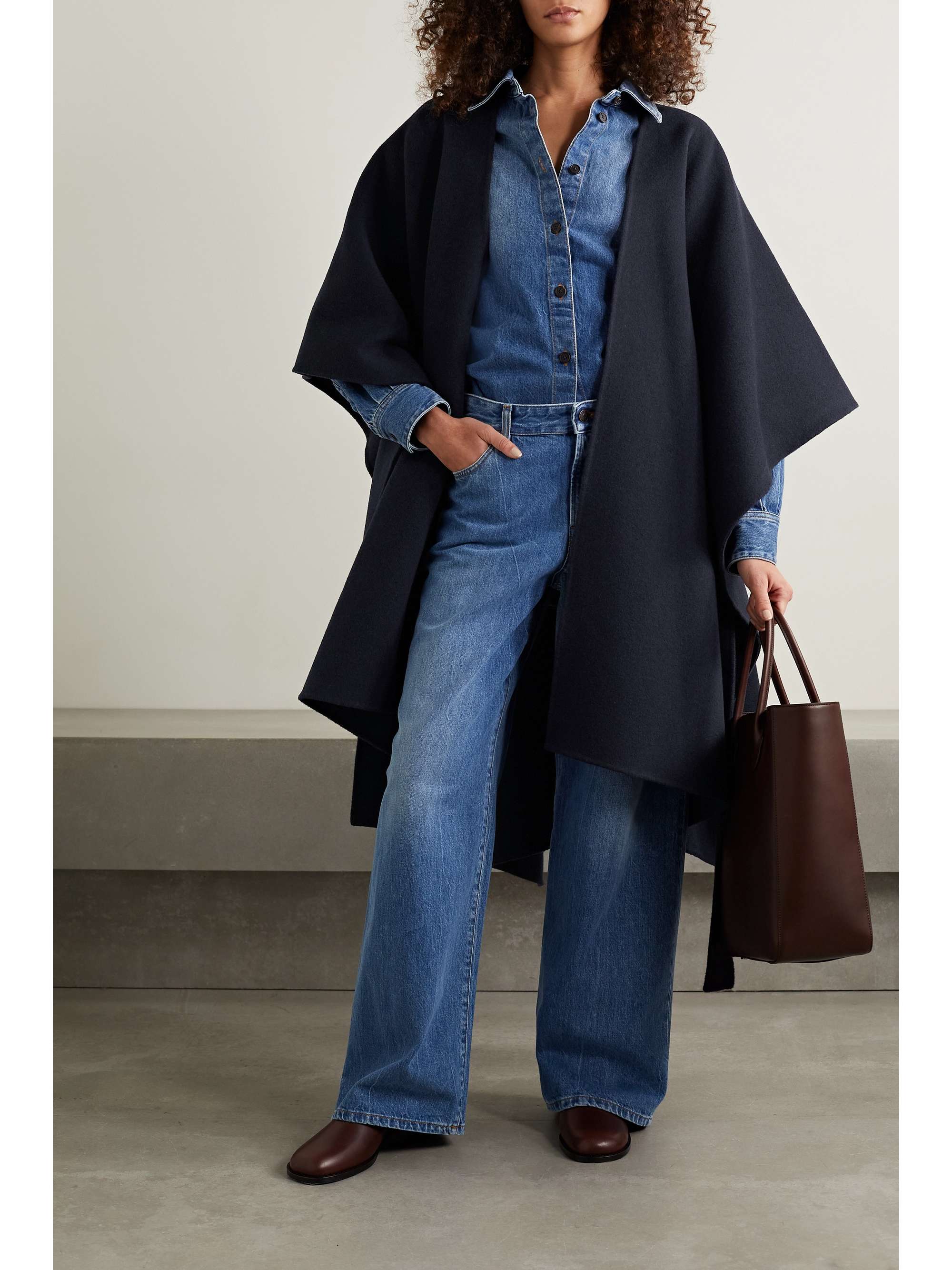 THE ROW Toba belted wool and cashmere-blend poncho