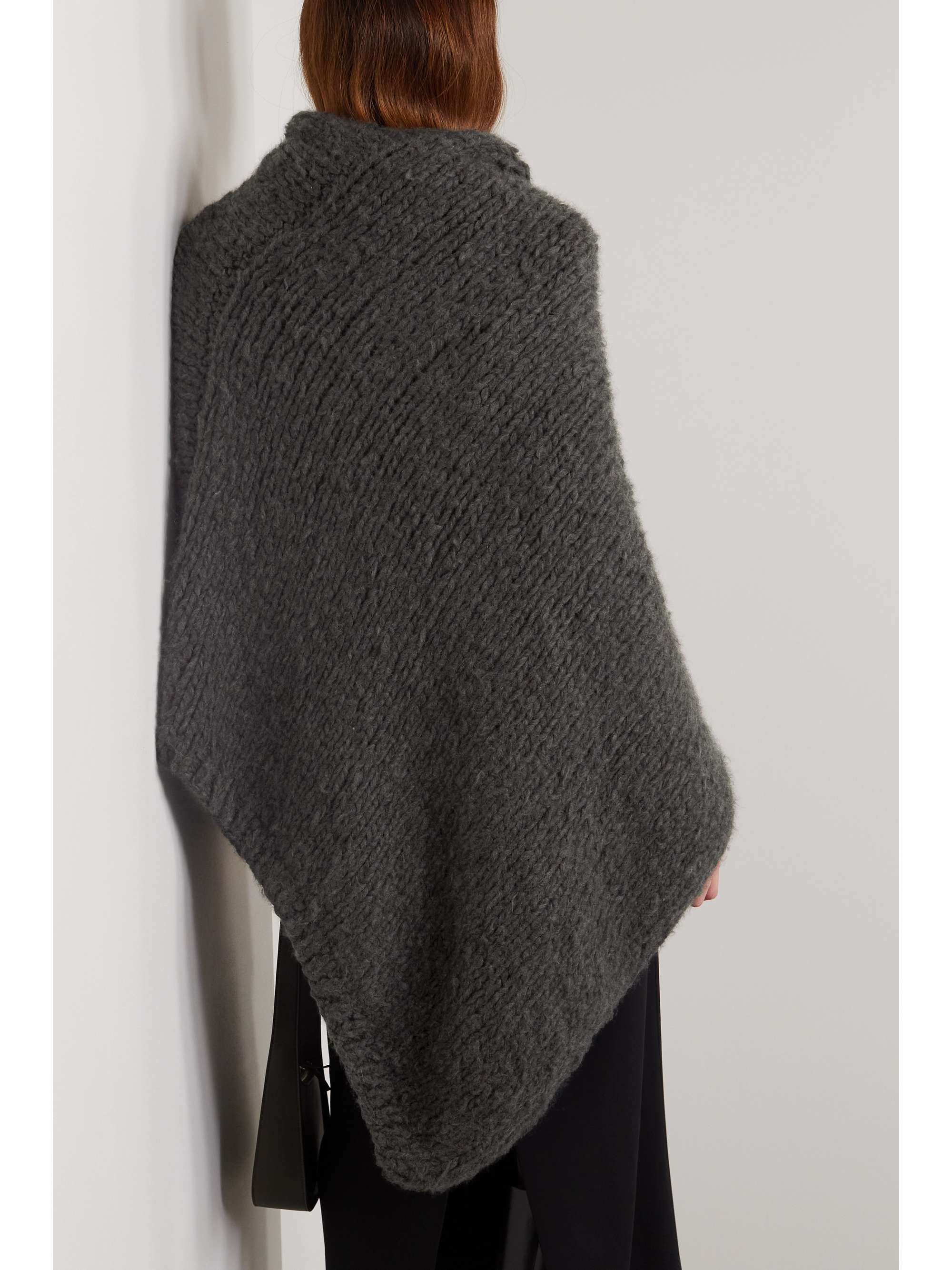 THE ROW Raini asymmetric ribbed cashmere poncho