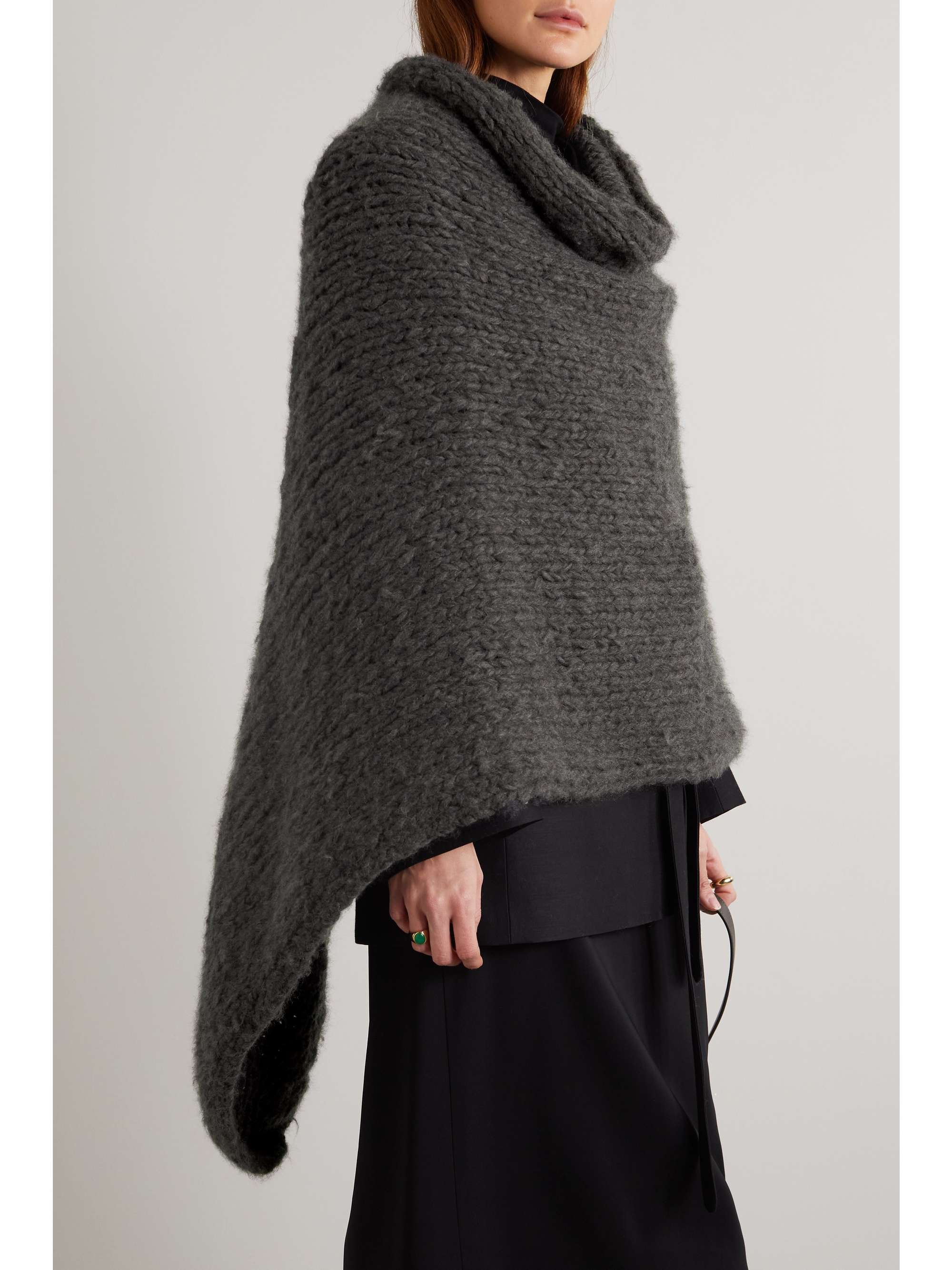 THE ROW Raini asymmetric ribbed cashmere poncho