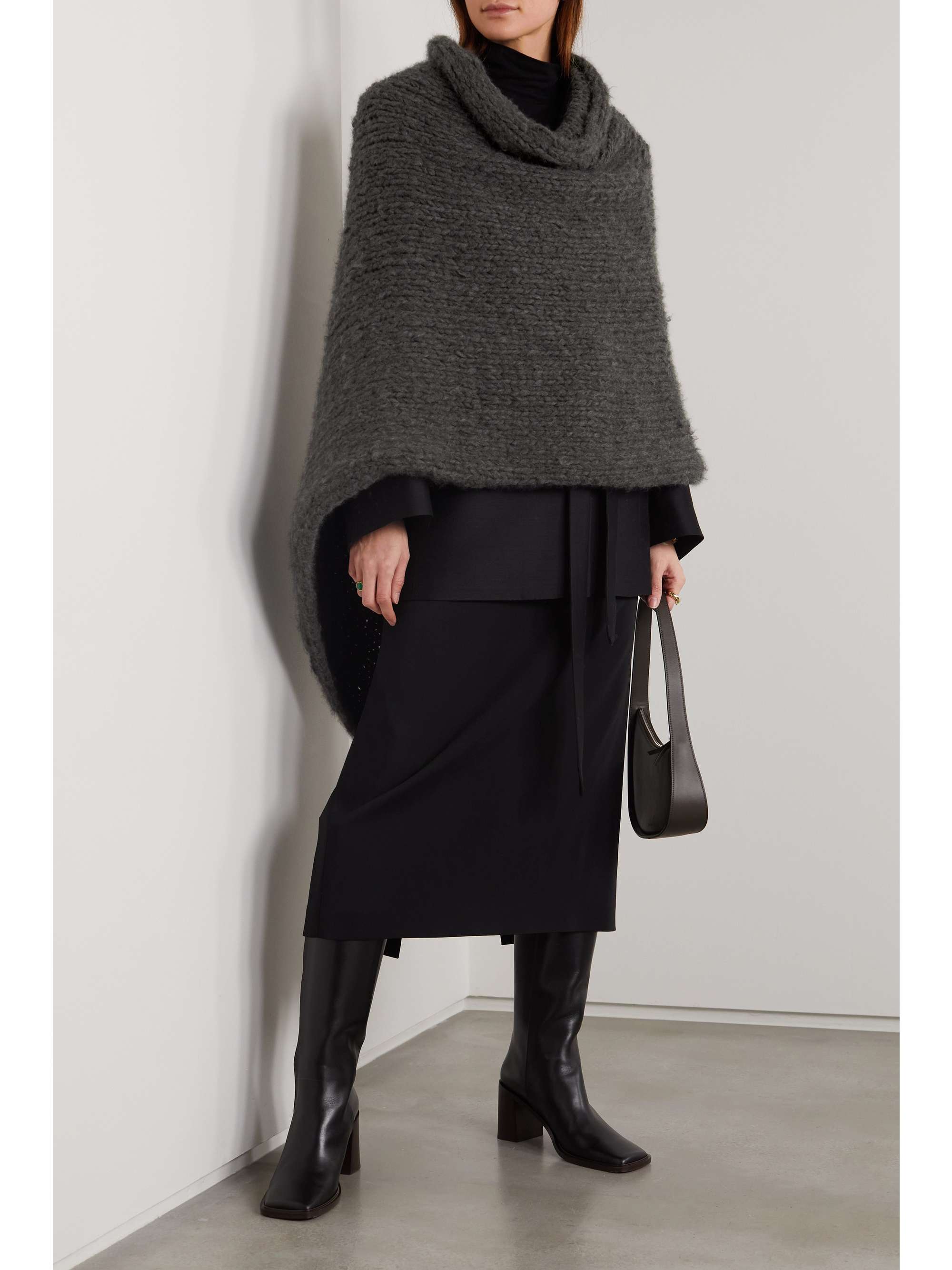 THE ROW Raini asymmetric ribbed cashmere poncho
