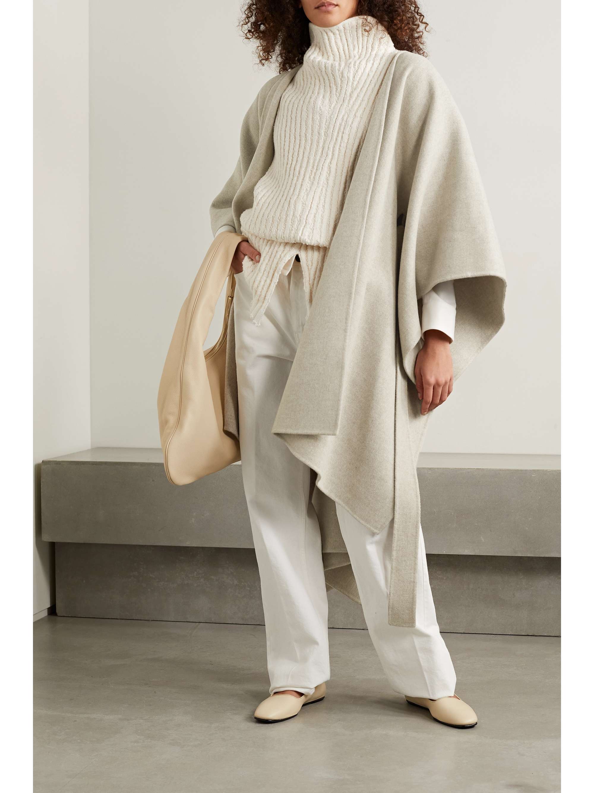 THE ROW Toba belted wool and cashmere-blend poncho