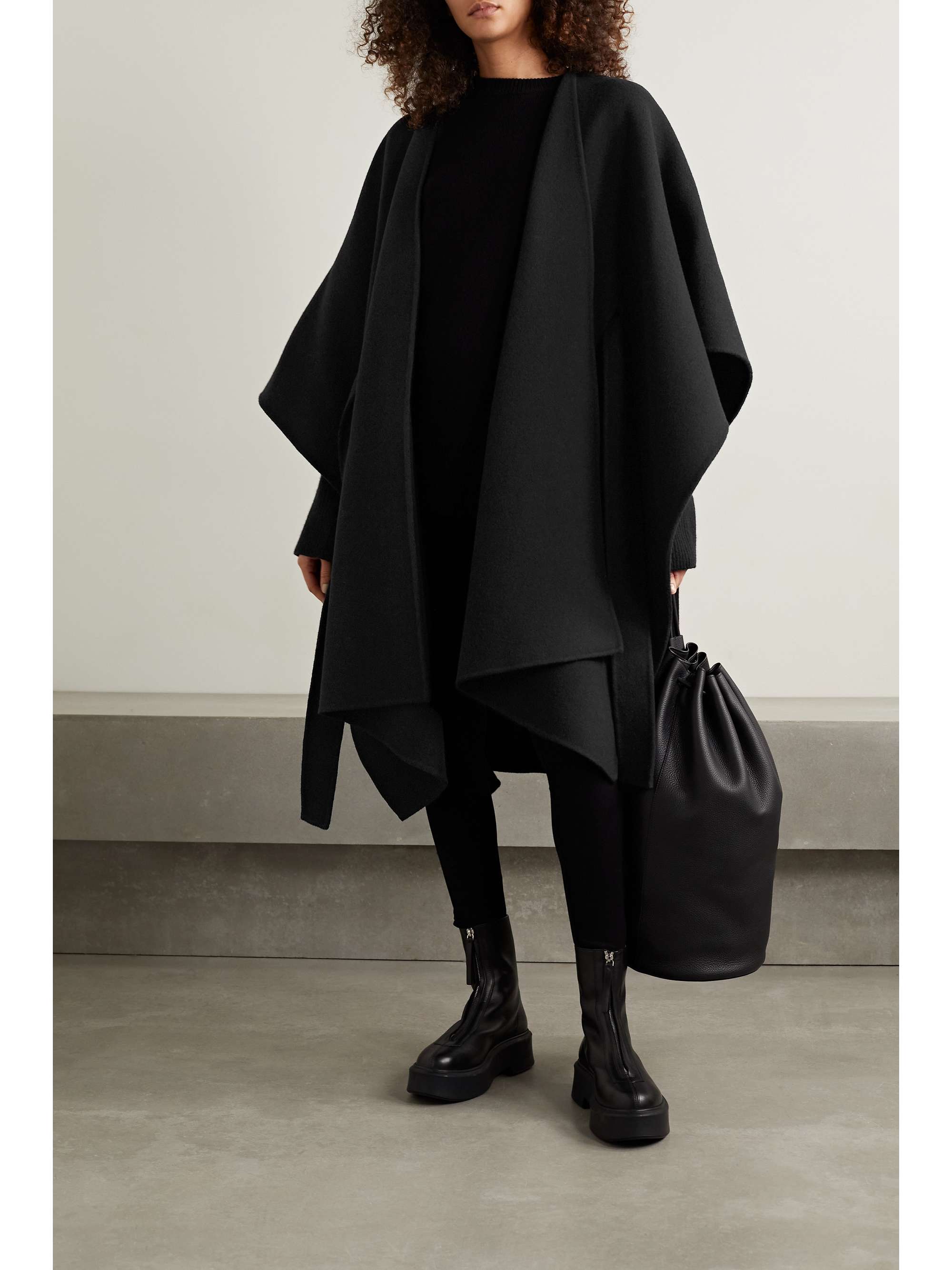 THE ROW Toba belted wool and cashmere-blend poncho