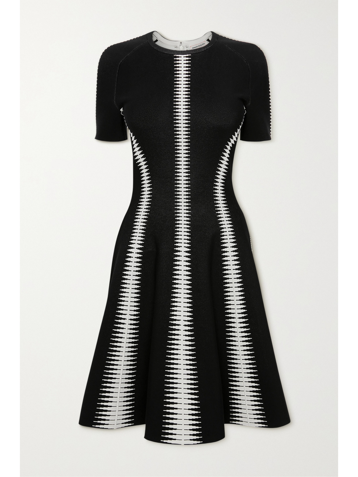 Zigzag Striped Jacquard Mini Dress In Black/ivory
