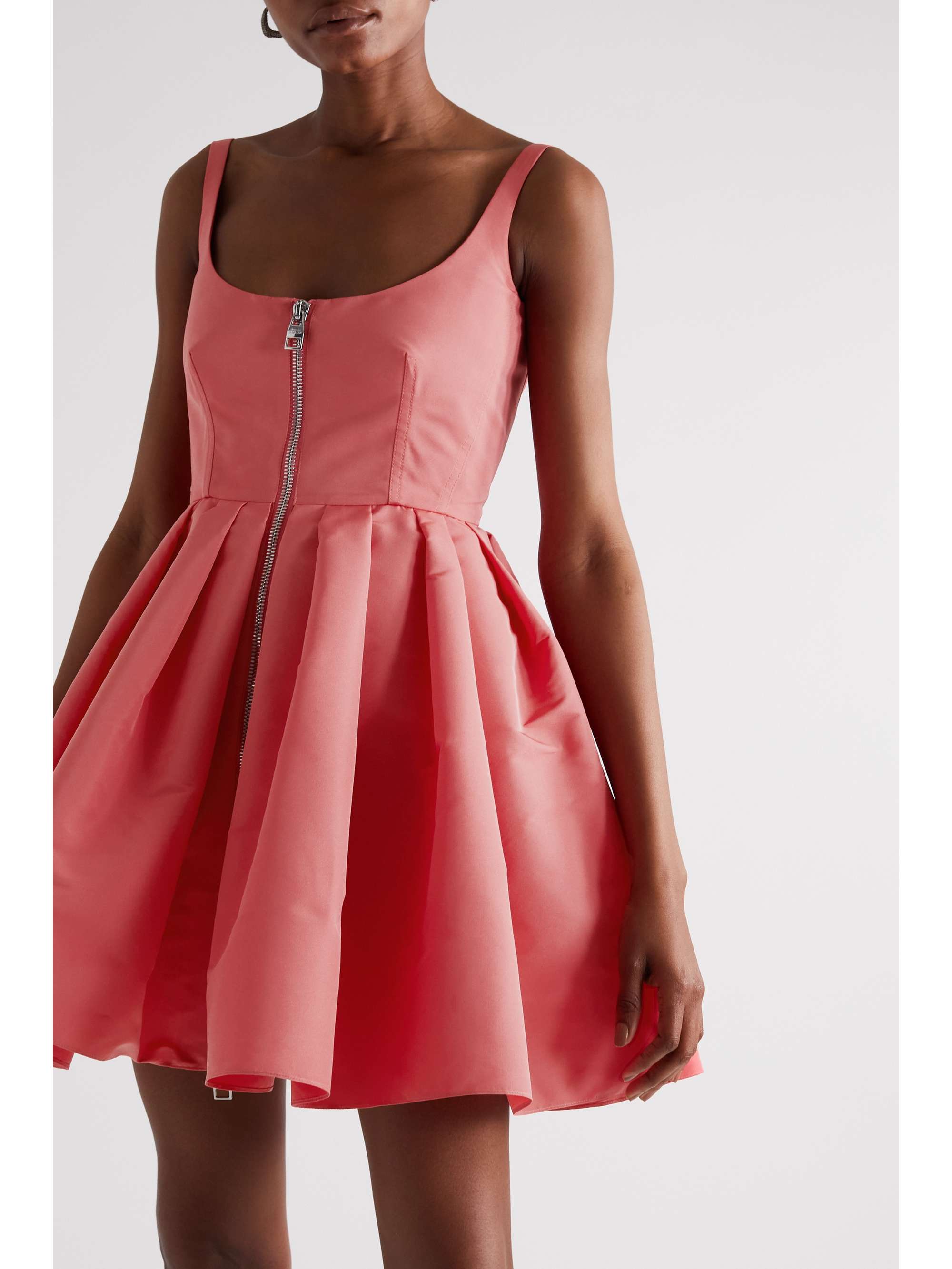 Zip-detailed faille mini dress Zip-detailed faille mini dress
