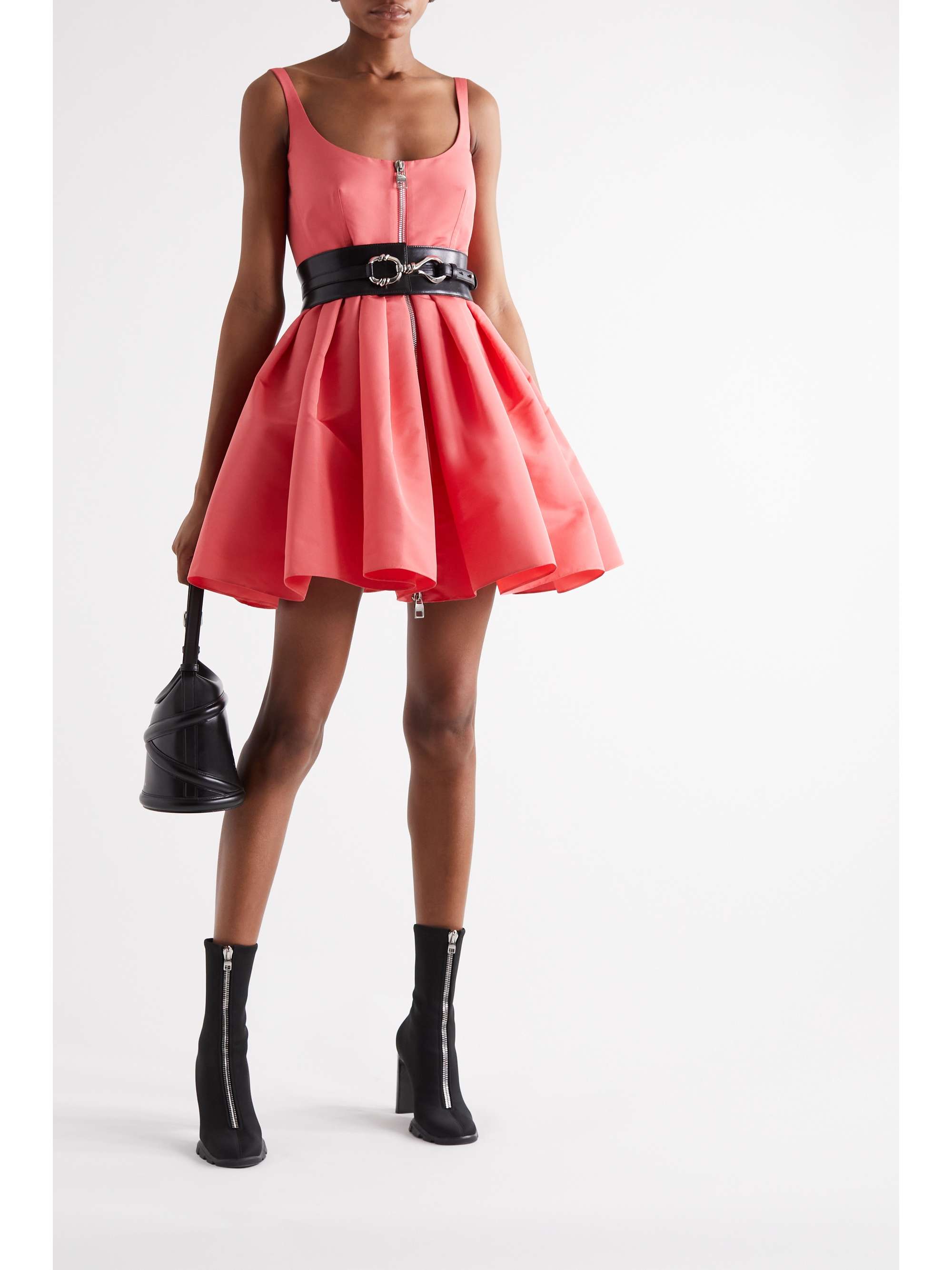 Zip-detailed faille mini dress Zip-detailed faille mini dress