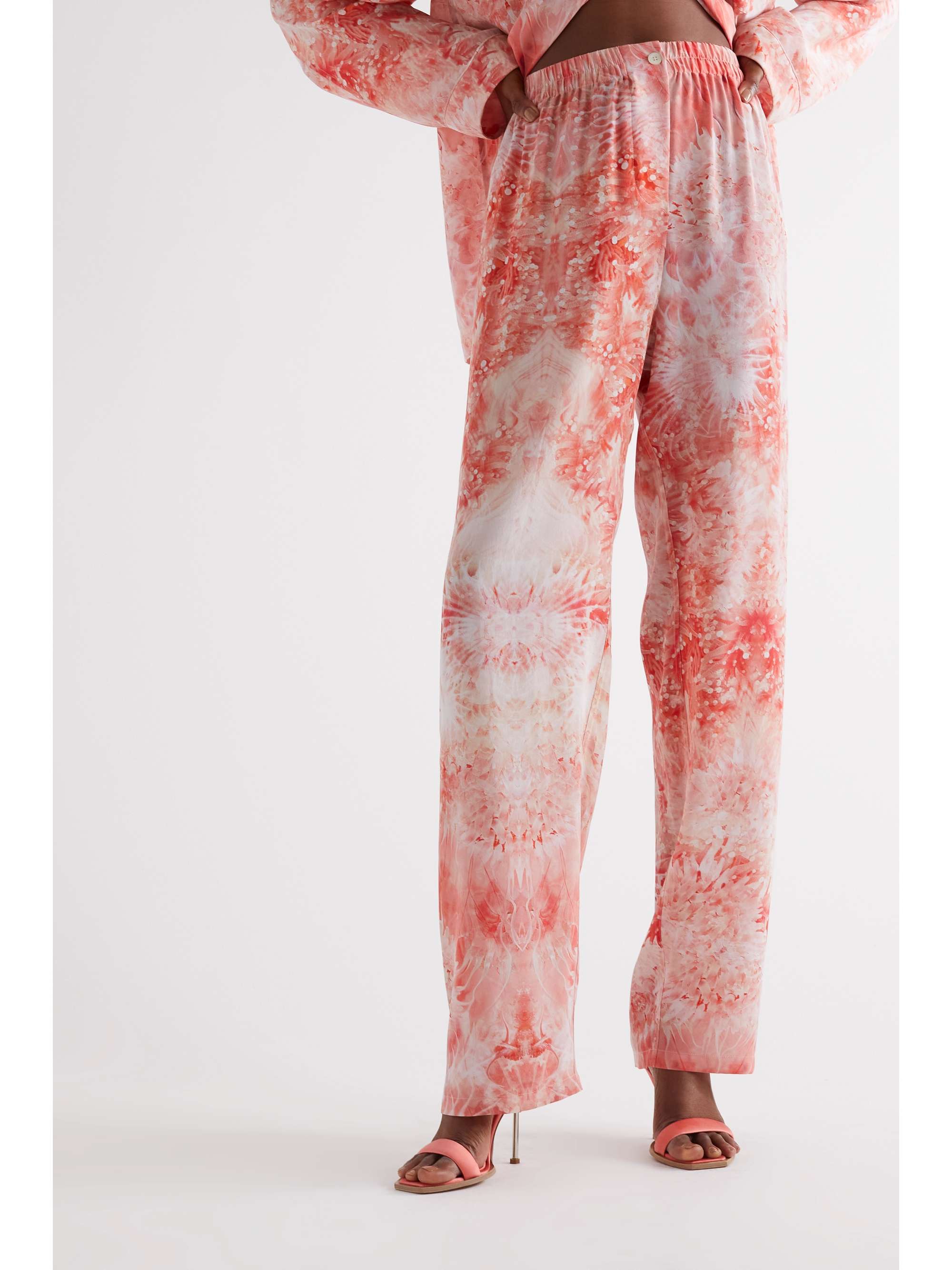 MCQUEEN Printed silk wide-leg pants