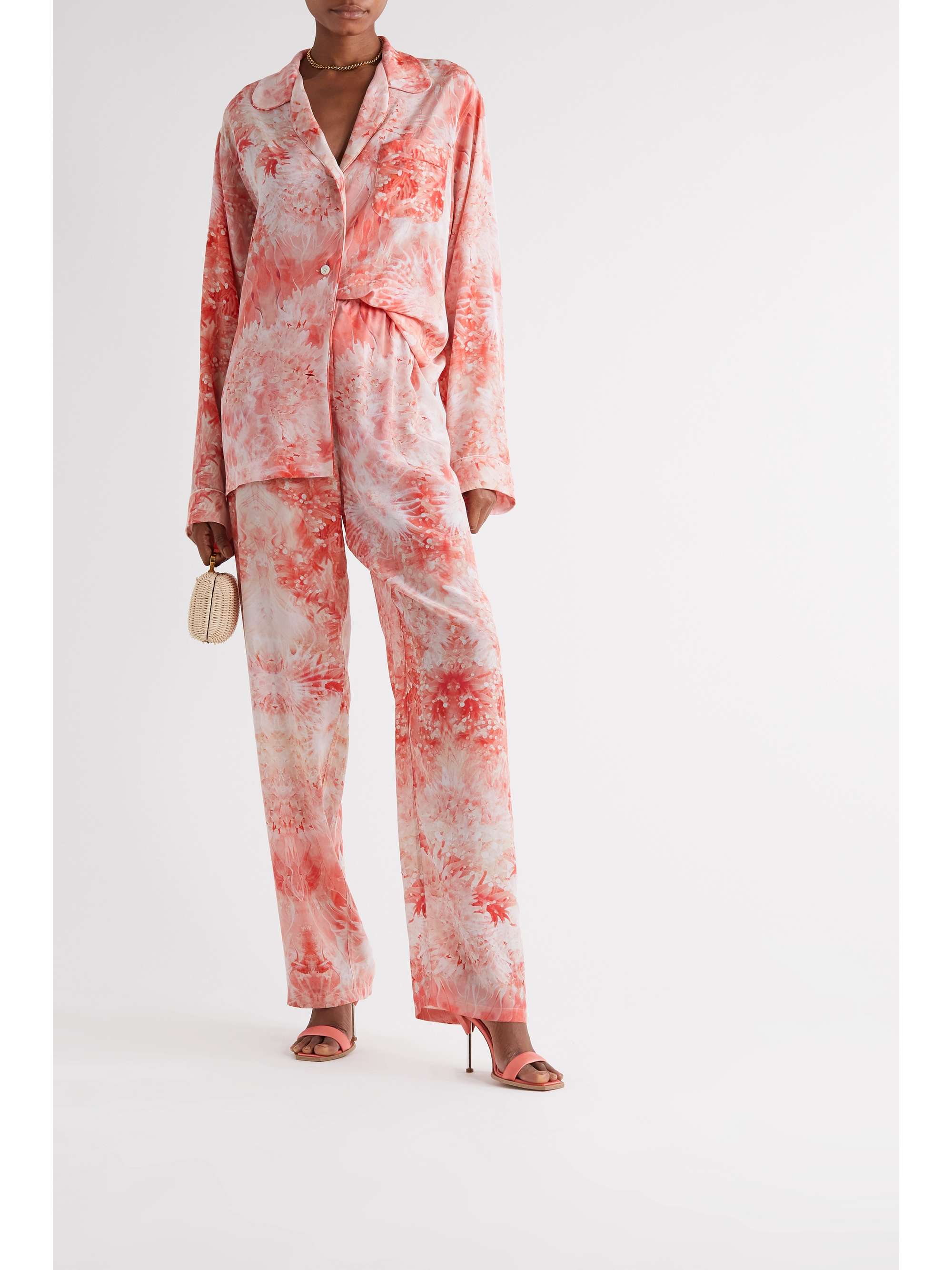 MCQUEEN Printed silk wide-leg pants