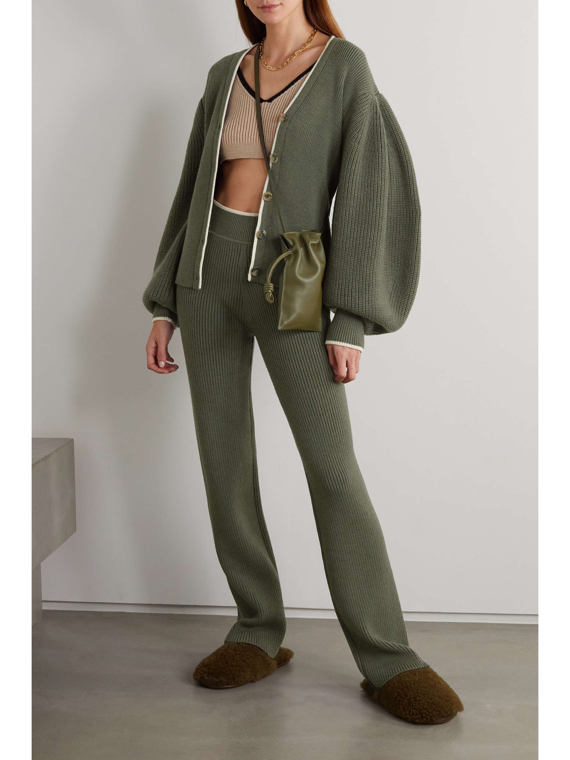 LOEWE Ribbed wool wide-leg pants