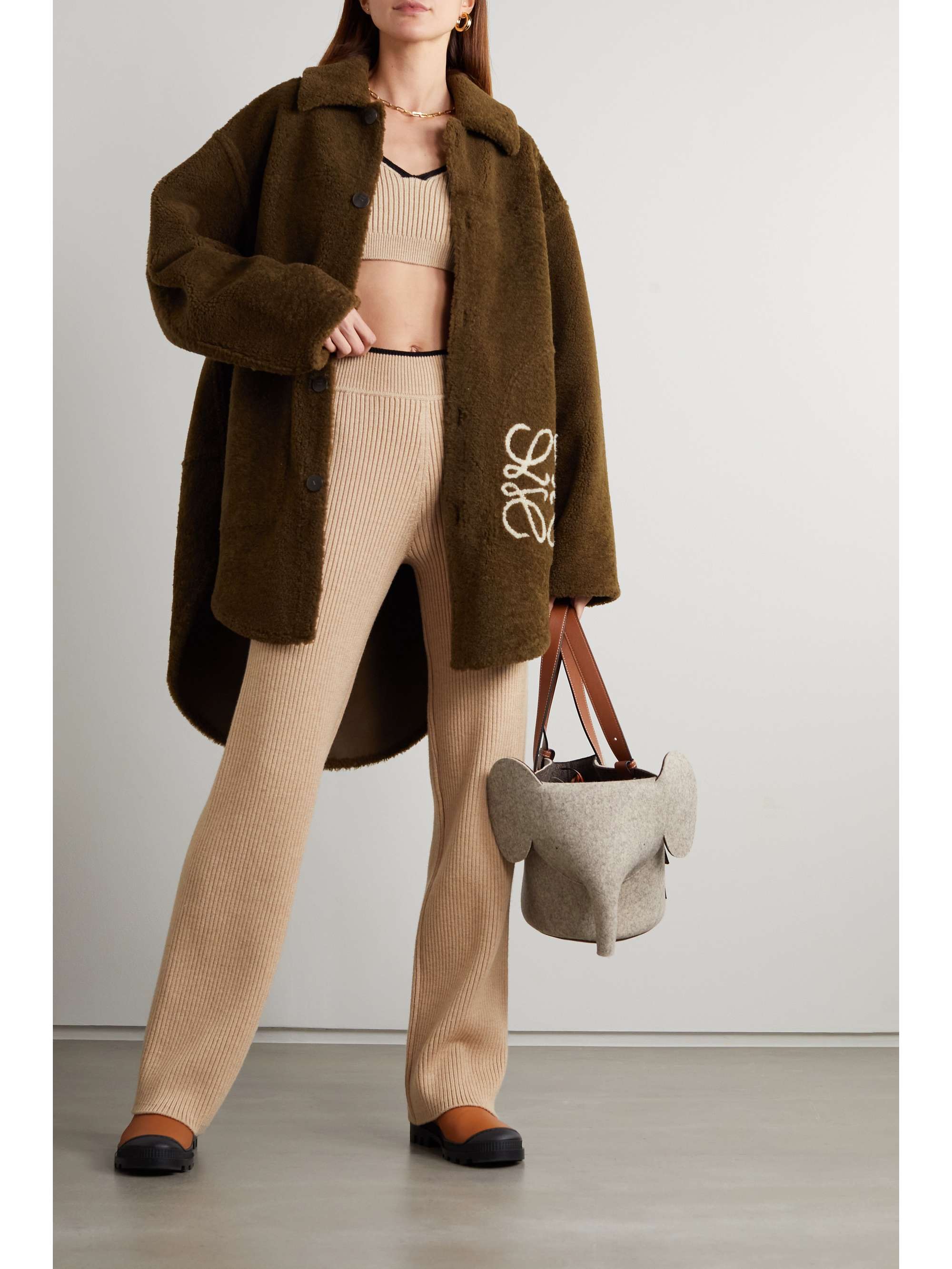 LOEWE Ribbed wool wide-leg pants