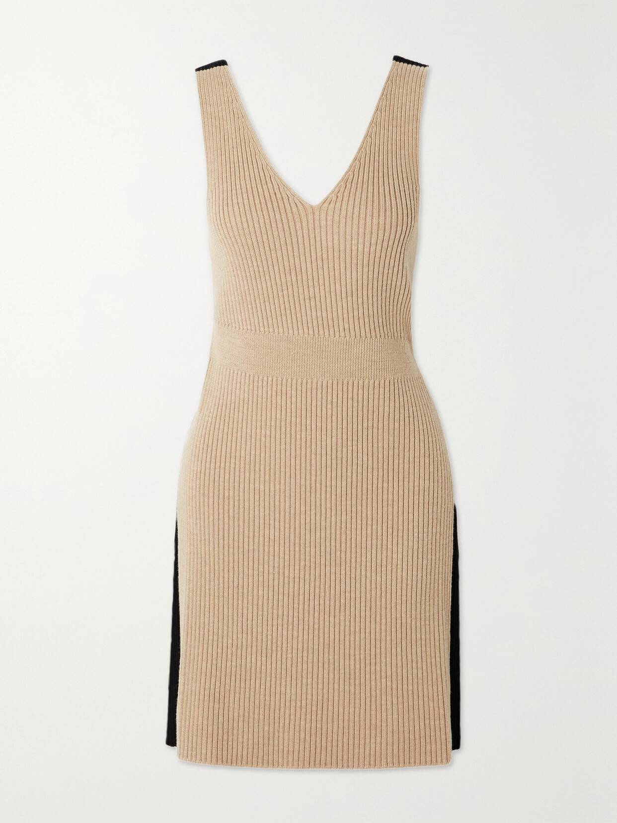 Loewe Backless Ribbed Wool Tunic In Neutrals