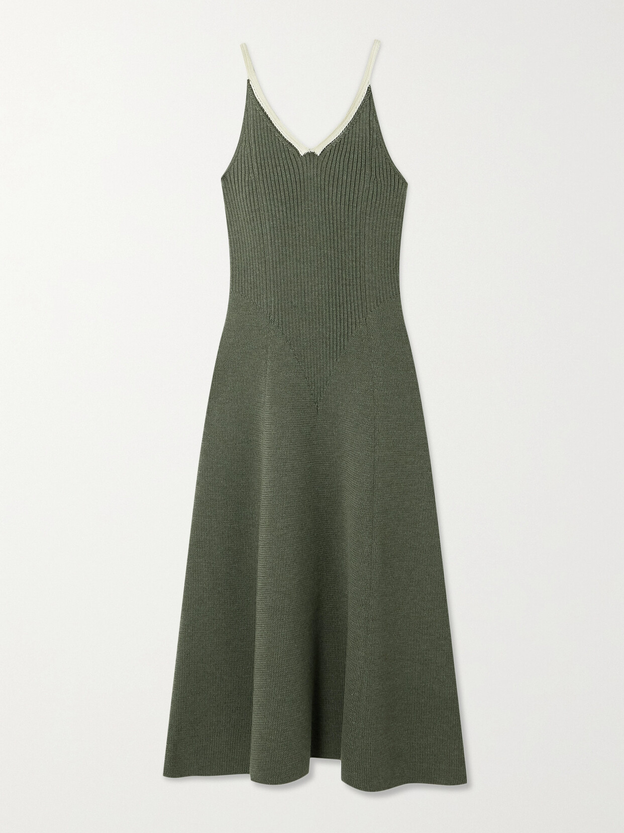 LOEWE - Ribbed Wool Midi Dress - Green