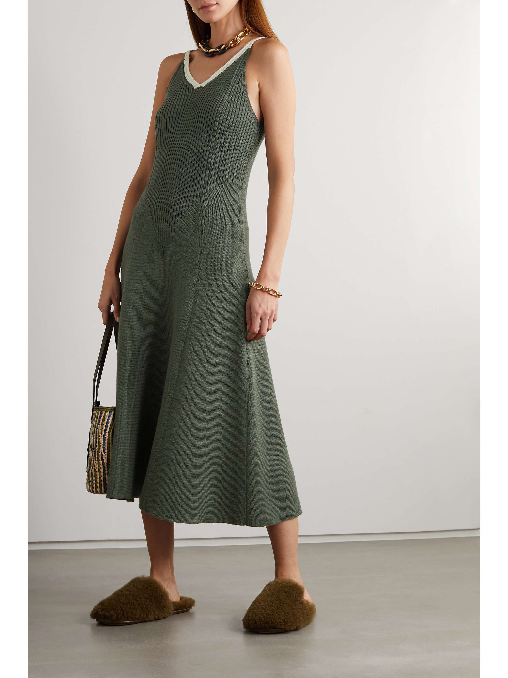 LOEWE Ribbed wool midi dress