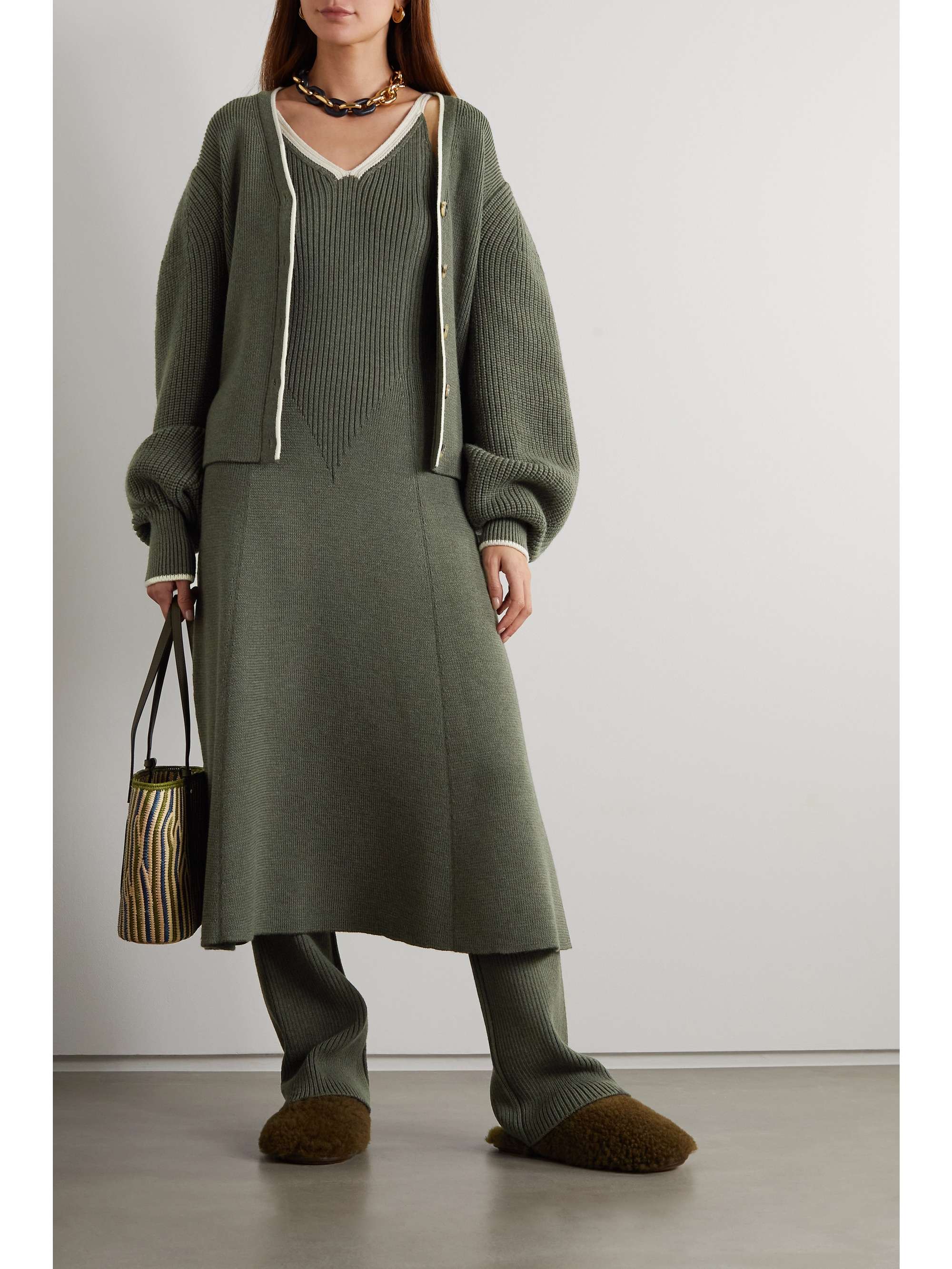 LOEWE Ribbed wool midi dress