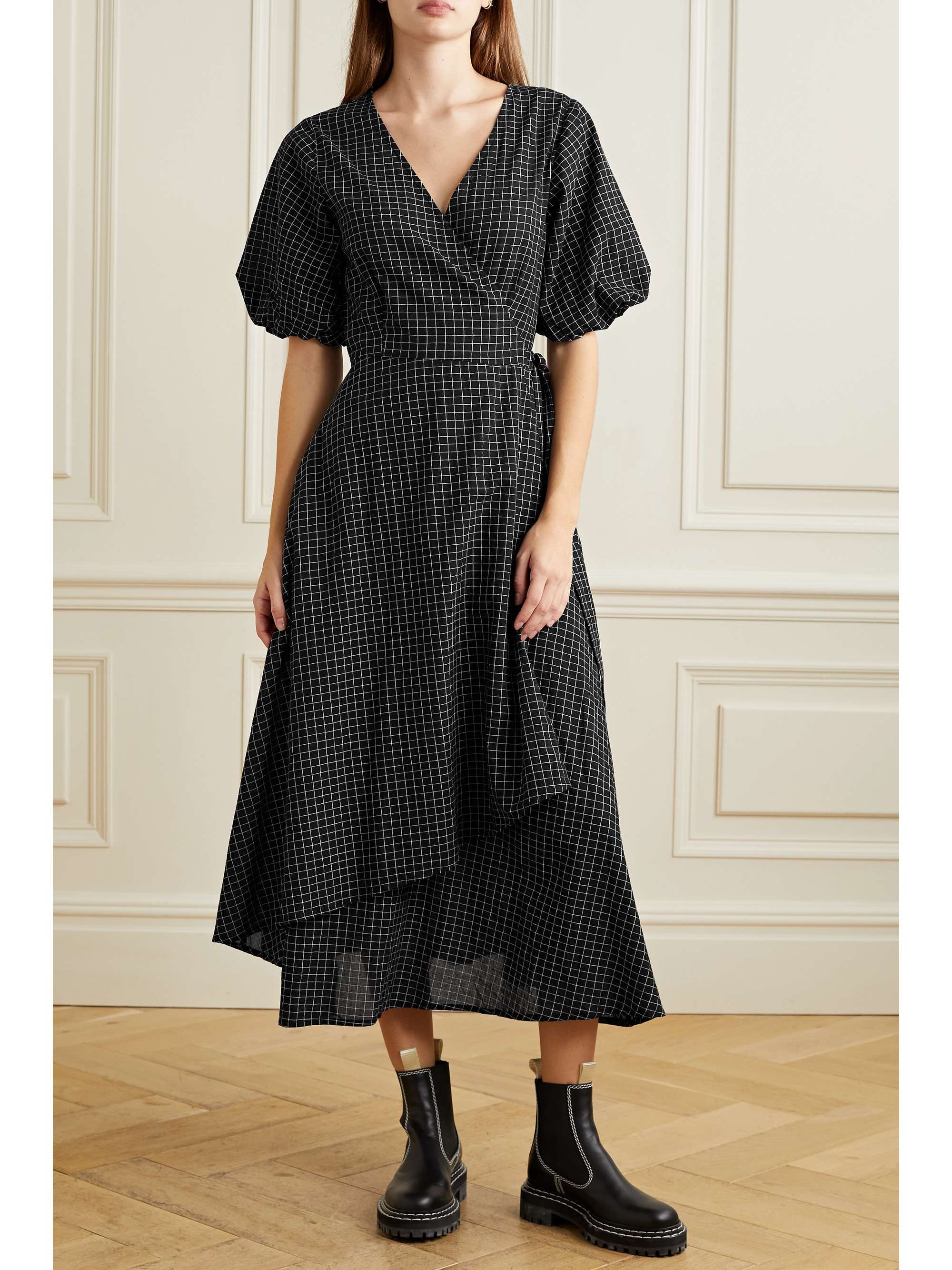cotton wrap dress midi