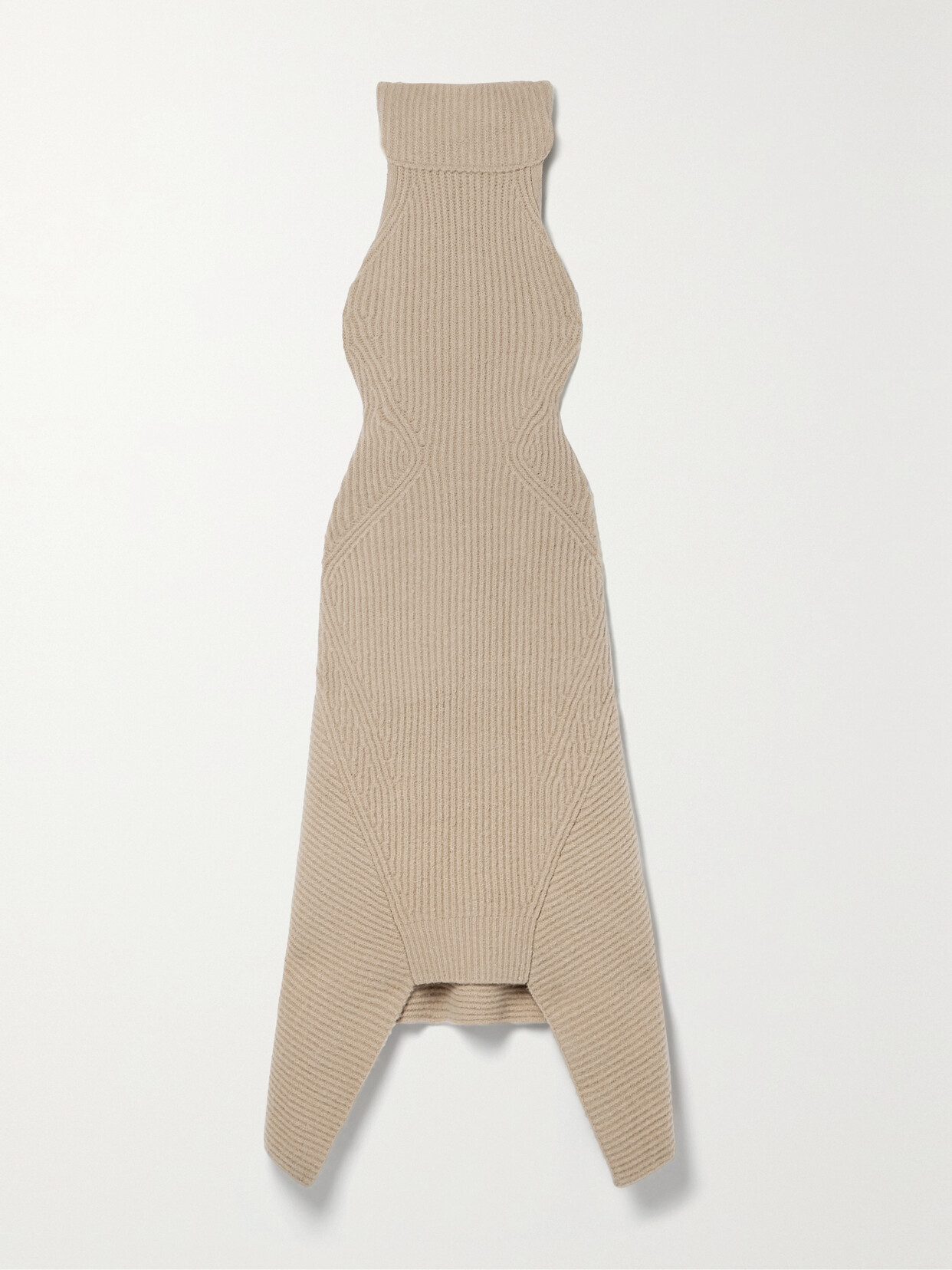 Cult Gaia Akiko Asymmetric Ribbed-knit Halterneck Dress - Neutrals