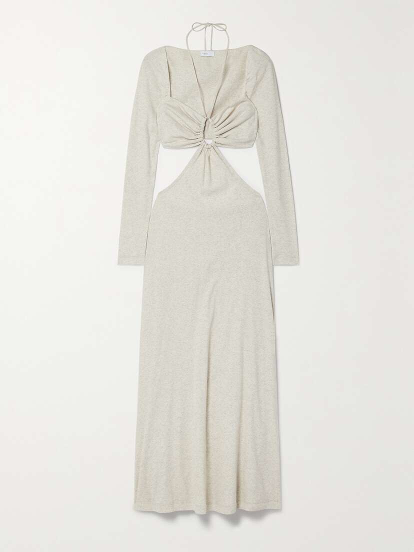 Rosetta Getty Cutout Ruched Cotton-jersey Maxi Dress