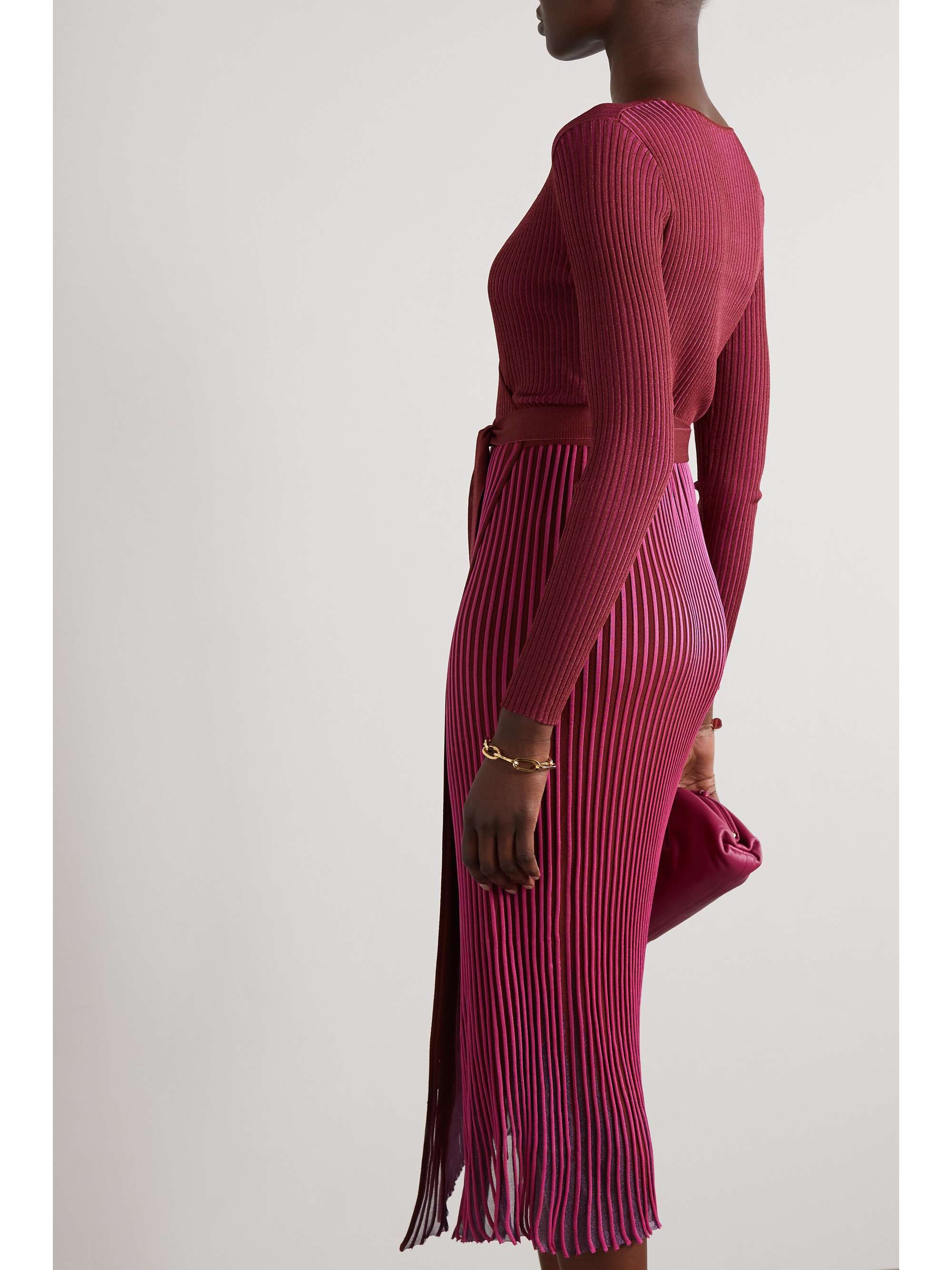 dvf turtleneck knit midi dress