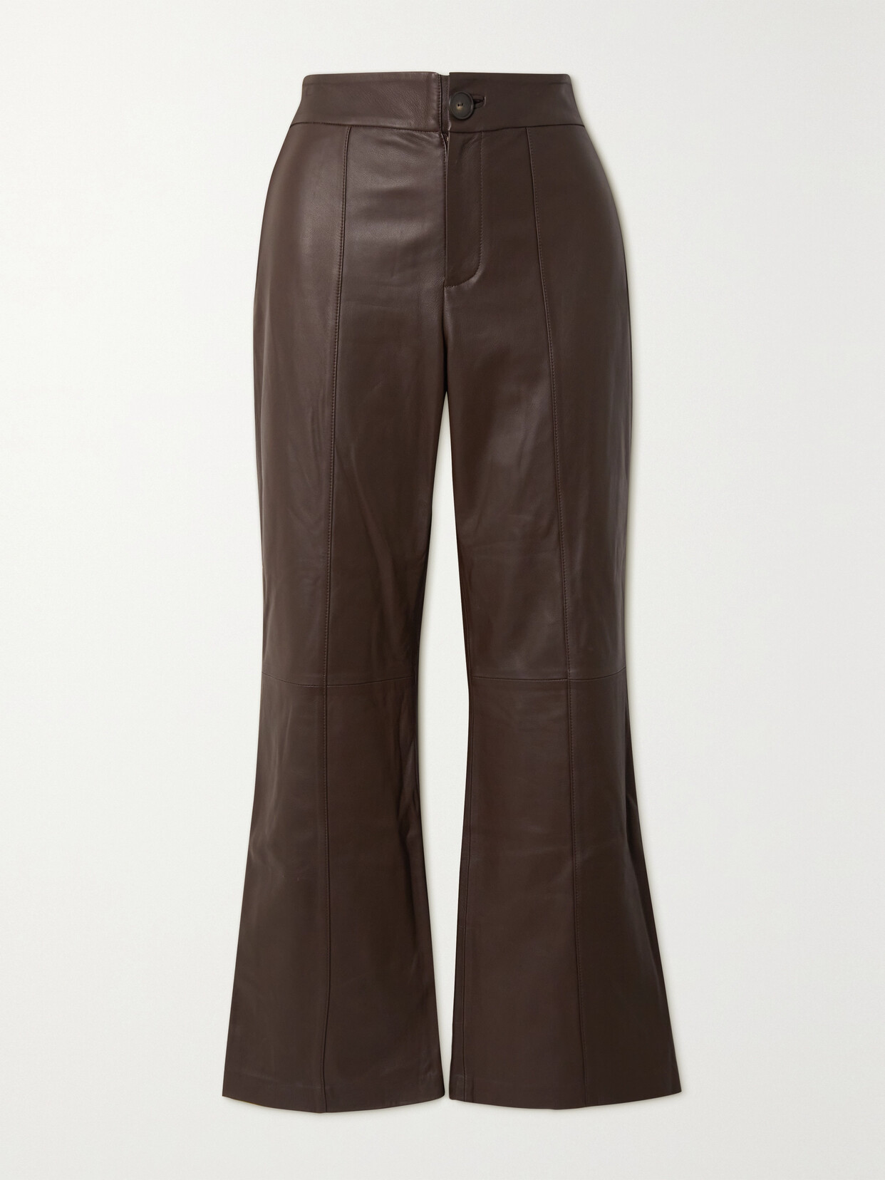 Vince Leather Flared Pants - Brown
