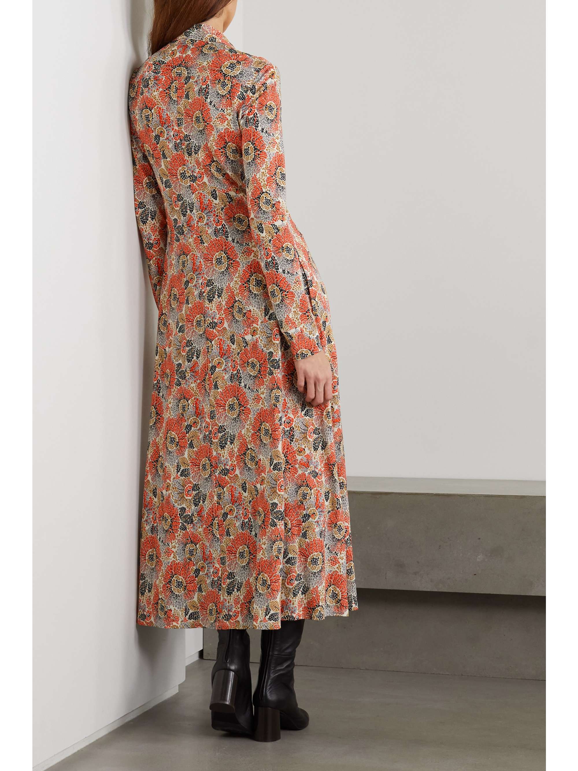 ROSETTA GETTY 花卉印花弹力平纹布衬衫式连衣裙