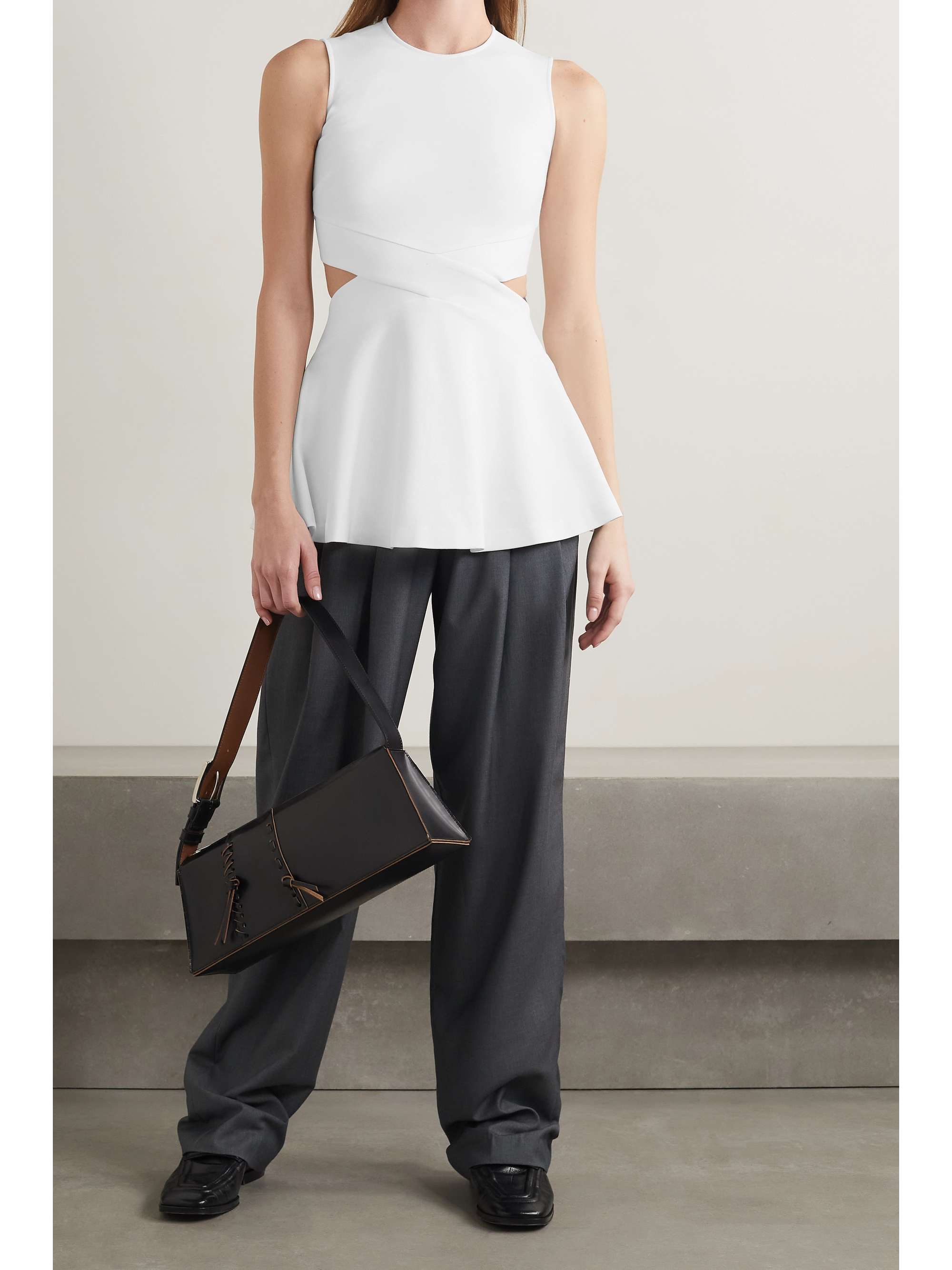 ROSETTA GETTY Cutout stretch-jersey peplum top