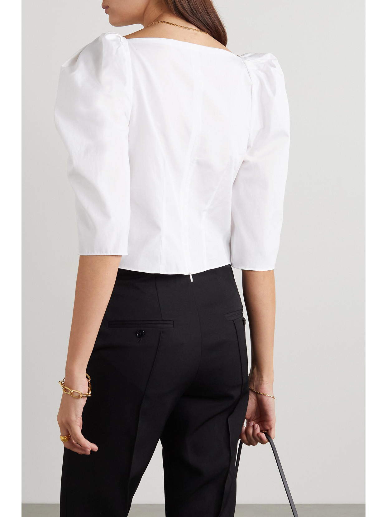 Cropped Cotton-Poplin Blouse