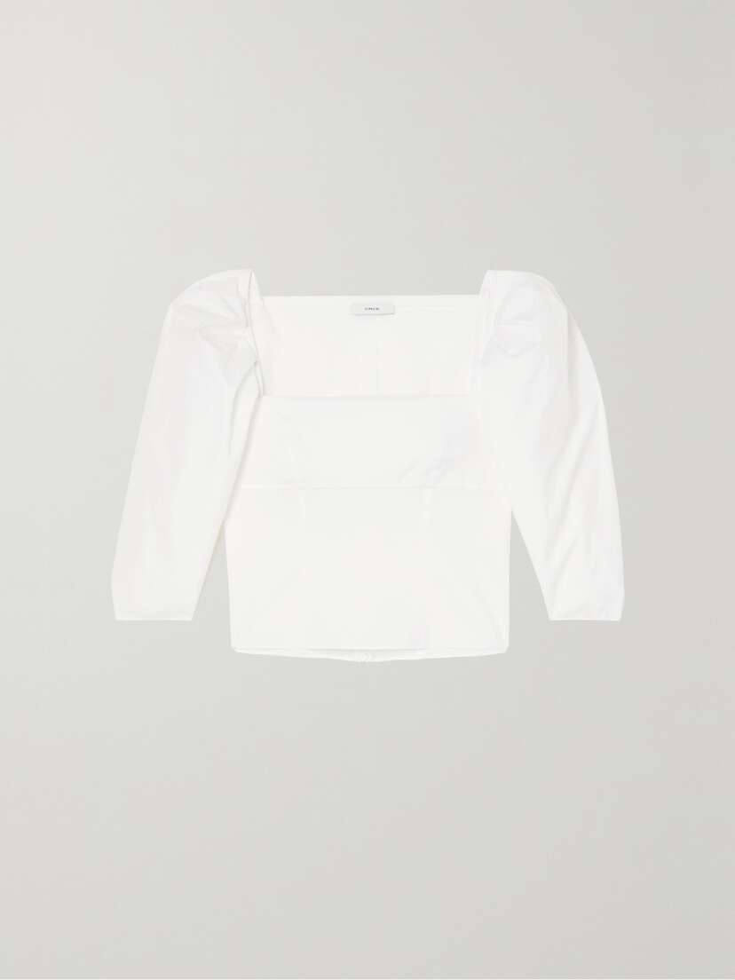 Vince Cropped Cotton-poplin Blouse