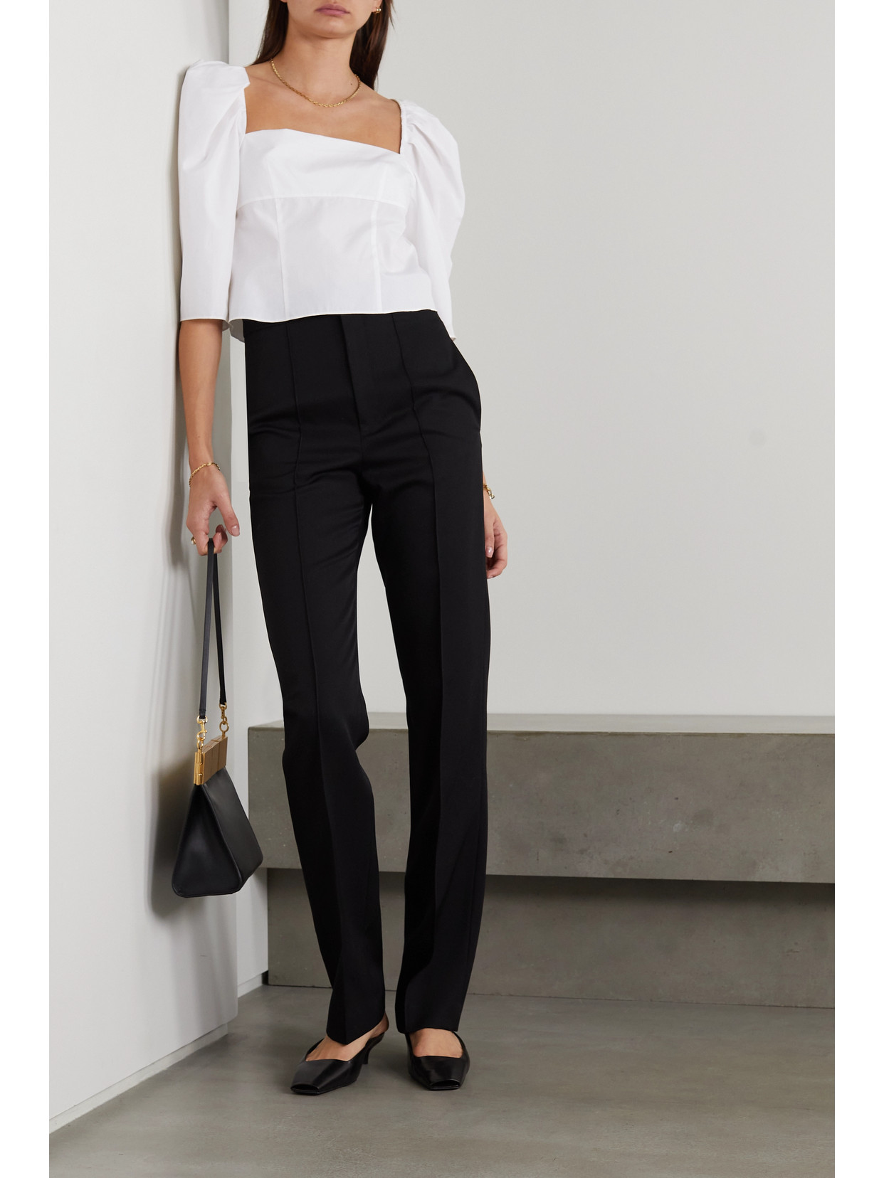 Cropped Cotton-Poplin Blouse