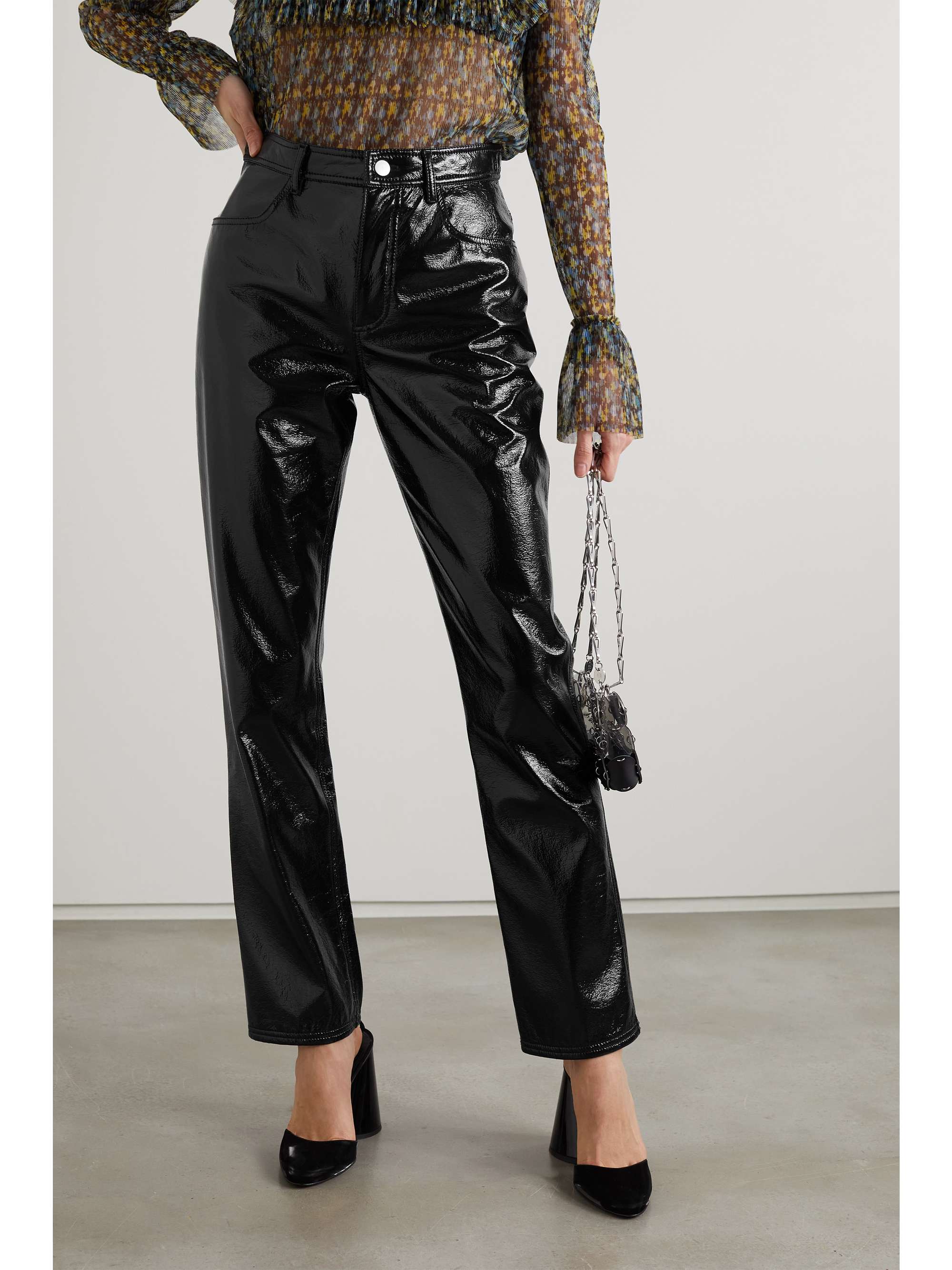 Philosophy di Lorenzo Serafini - Crinkled Patent-faux Leather Straight-leg Pants - Black - IT44 - Net a Porter