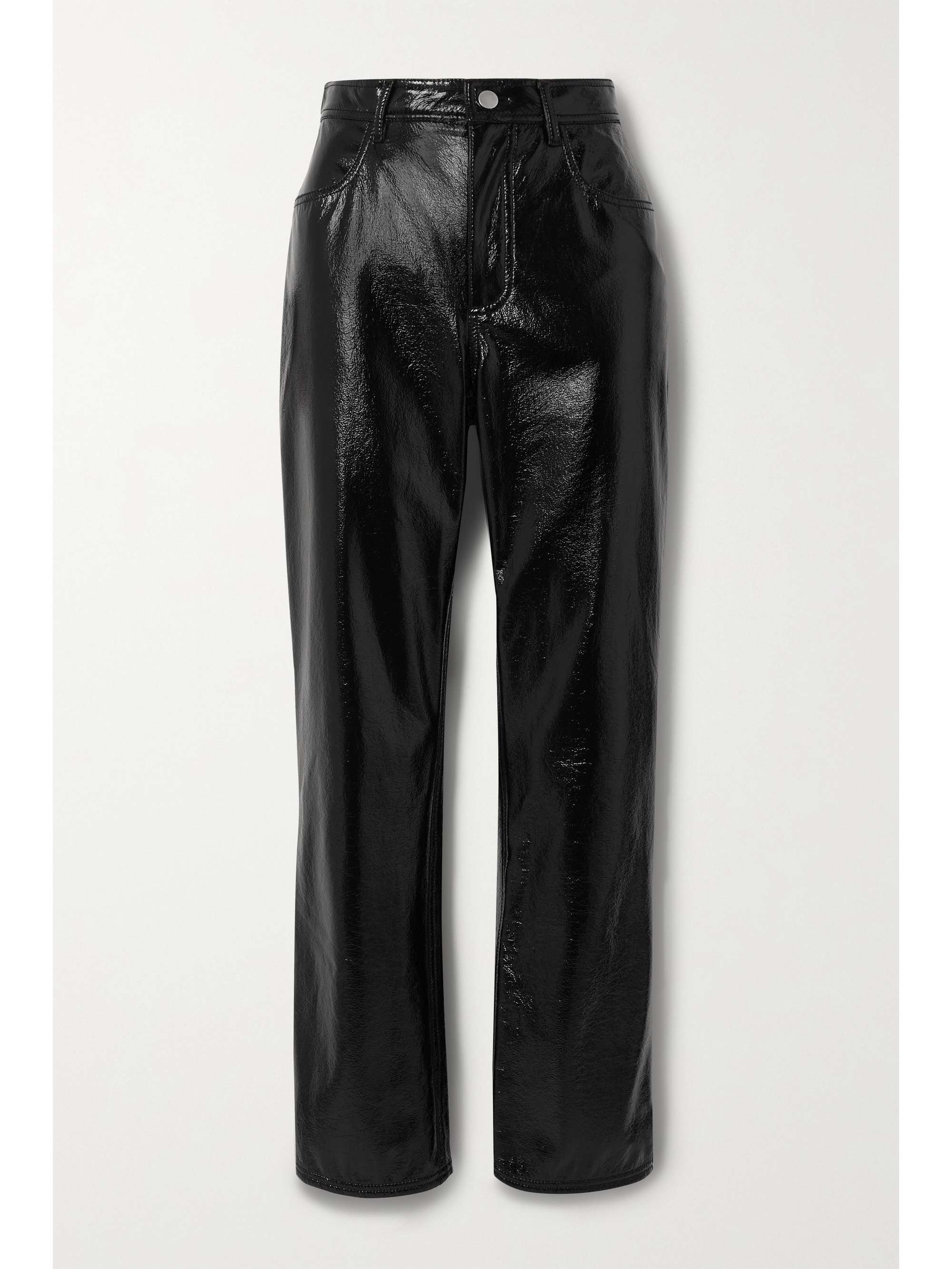 faux leather straight leg pants zara