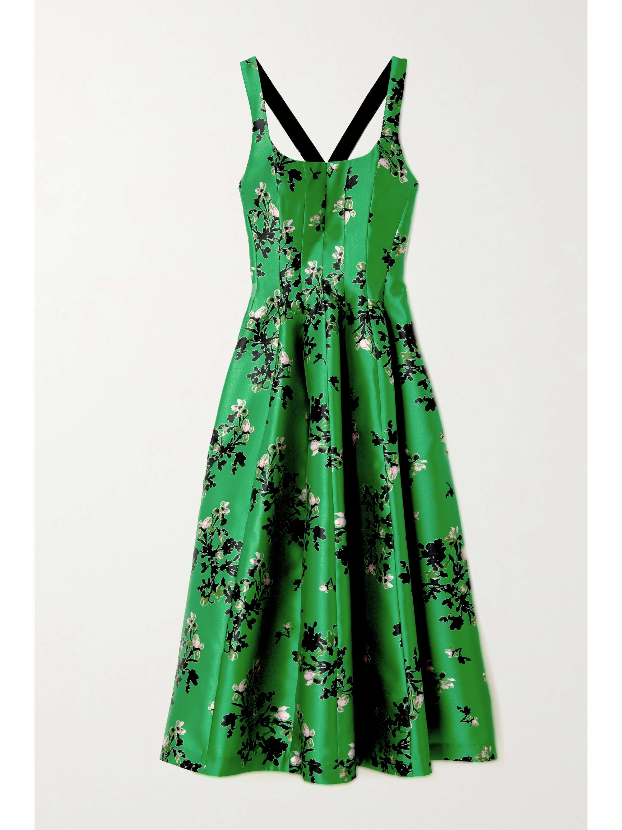 green patterned midi dress