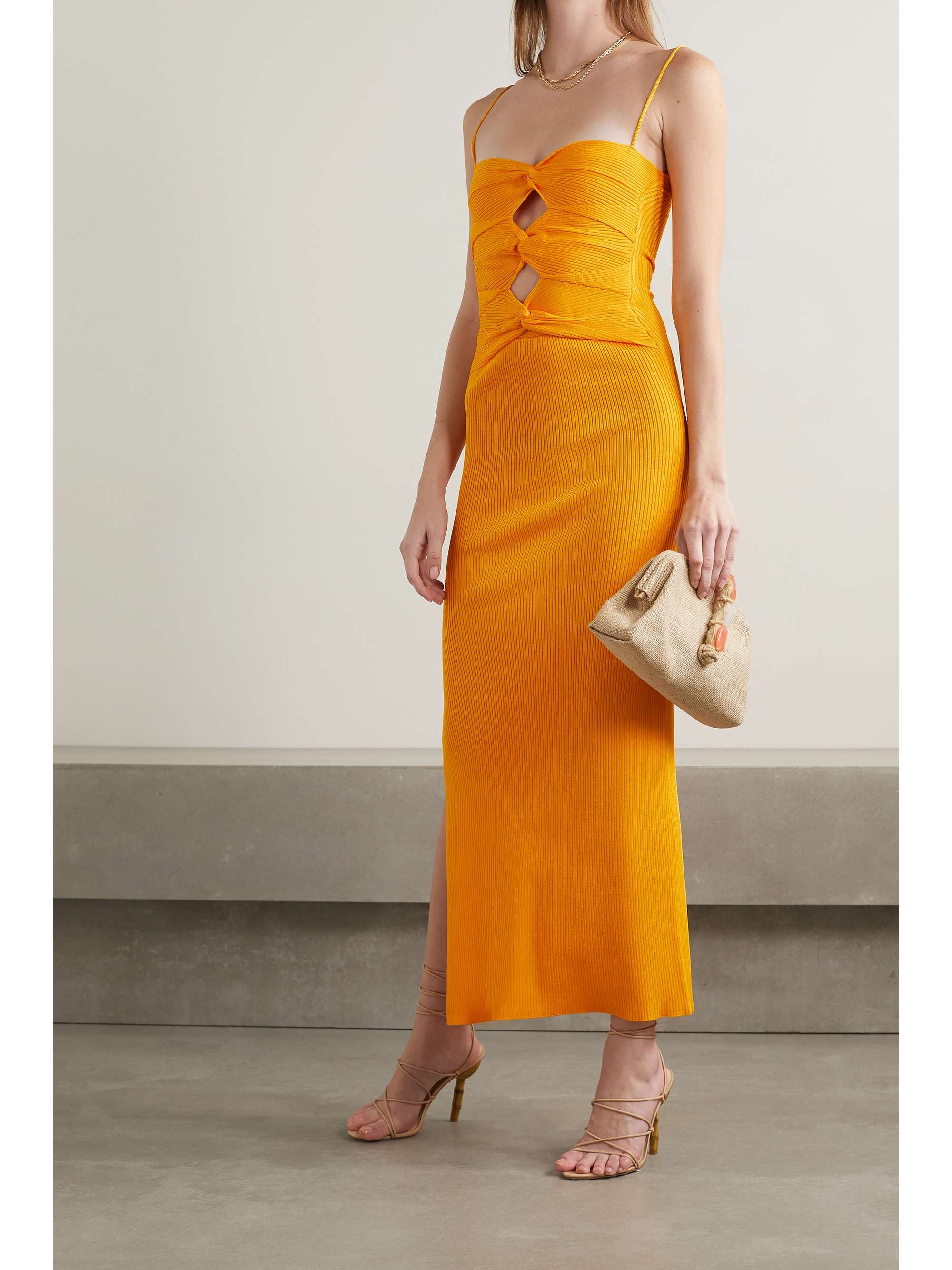 CULT GAIA Honey twistfront cutout ribbedknit dress NETAPORTER