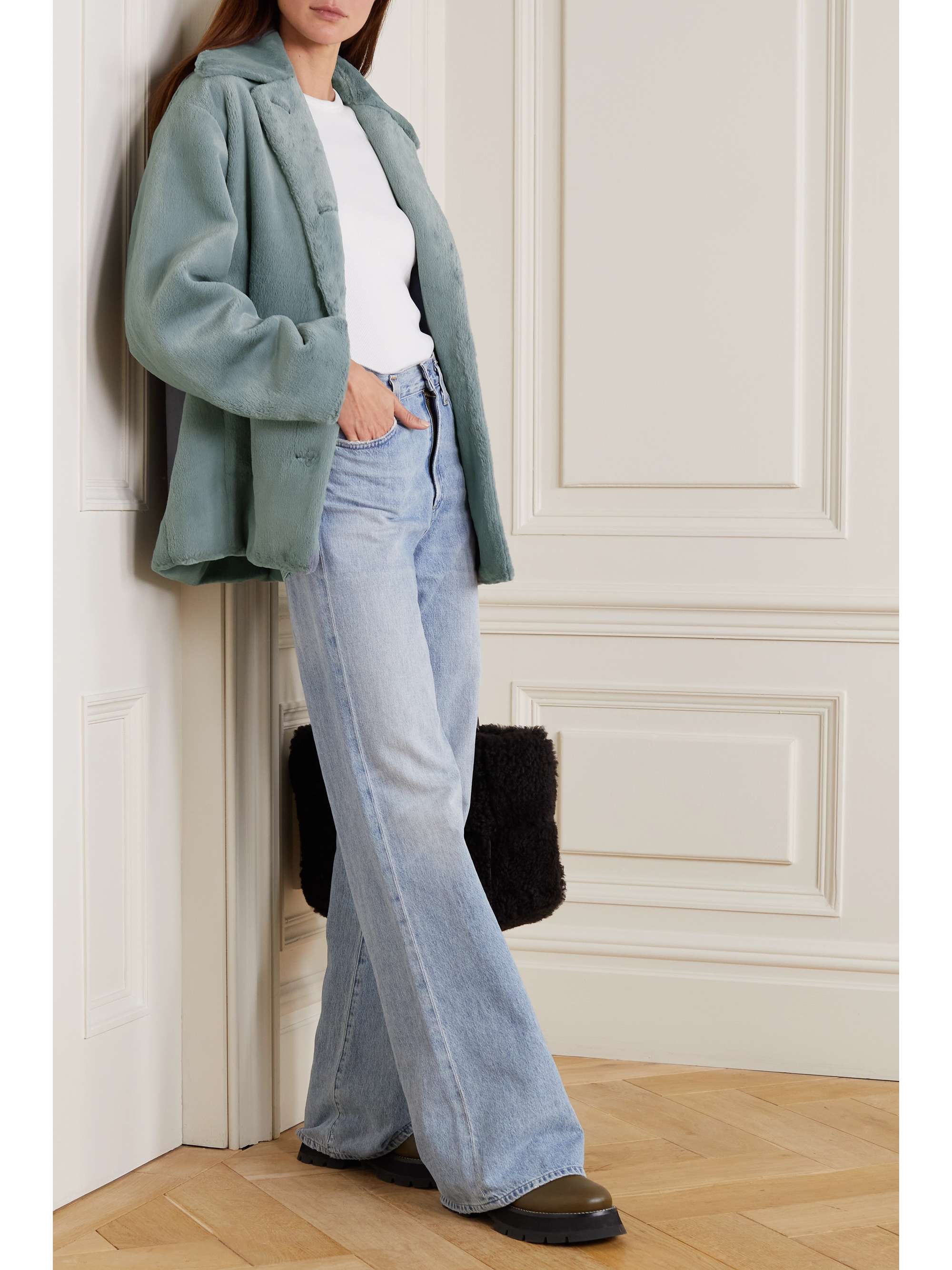 Blue Faux fur jacket | VINCE | NET-A-PORTER